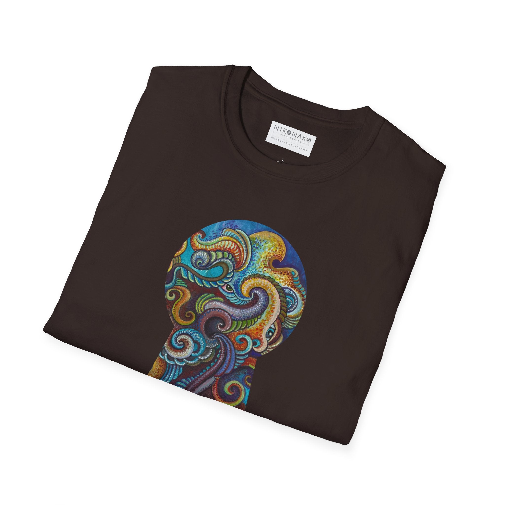 Psychedelic Keyhole T-Shirt — Colorful Swirl Art Tee #tsc8765