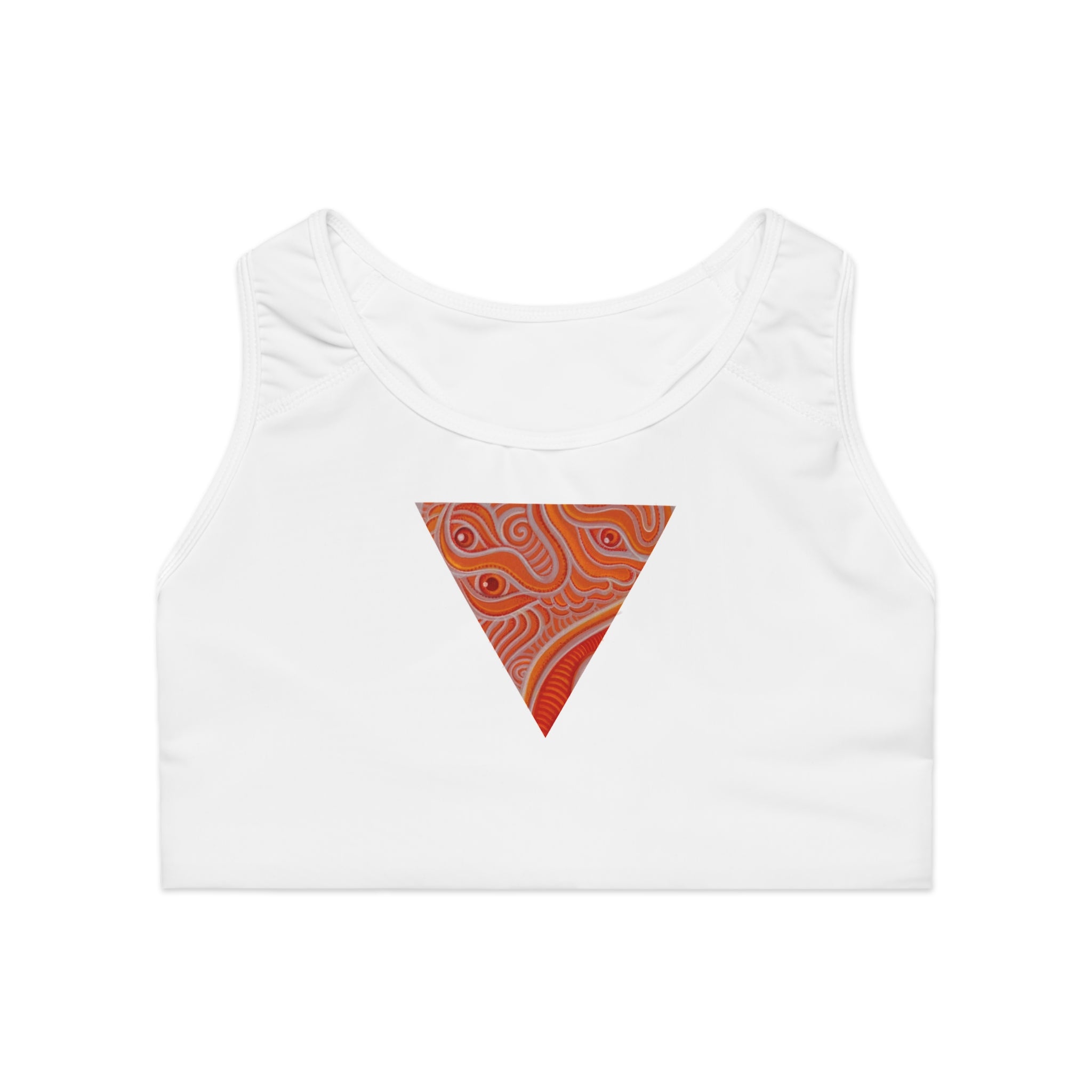 Triangle Mandala Sports Bra — Orange Abstract AOP Activewear #gd8652245