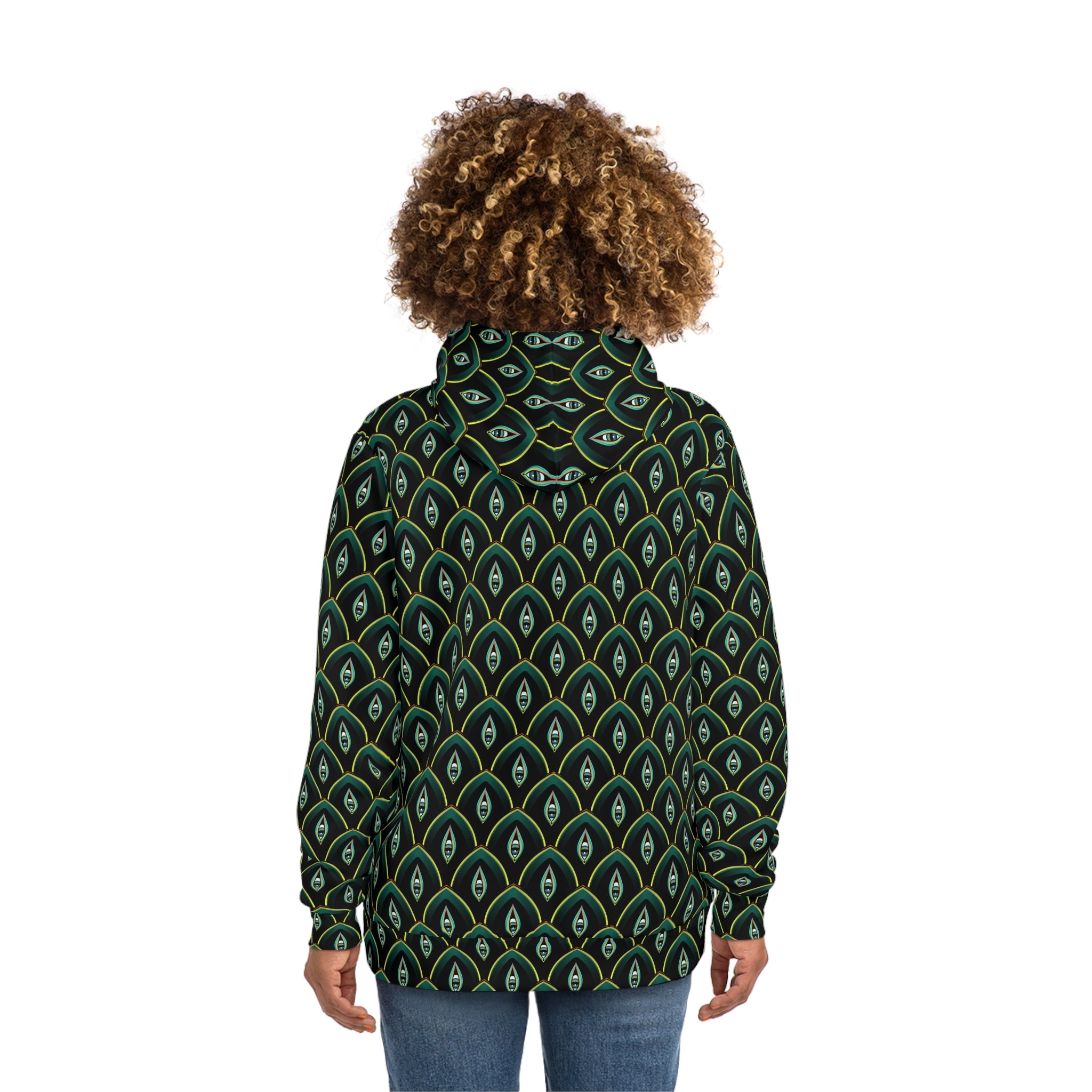 Peacock Feather Pattern Hoodie — Green All-Over-Print Fashion Hoodie #d00998654