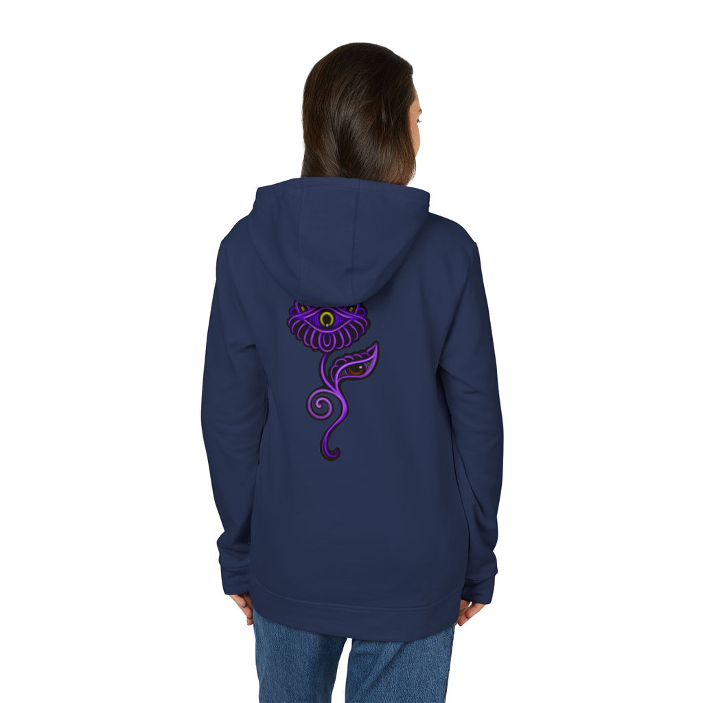 Blue Hoodie with Purple Paisley Chameleon Graphic — Casual Streetwear Pullover. #H1