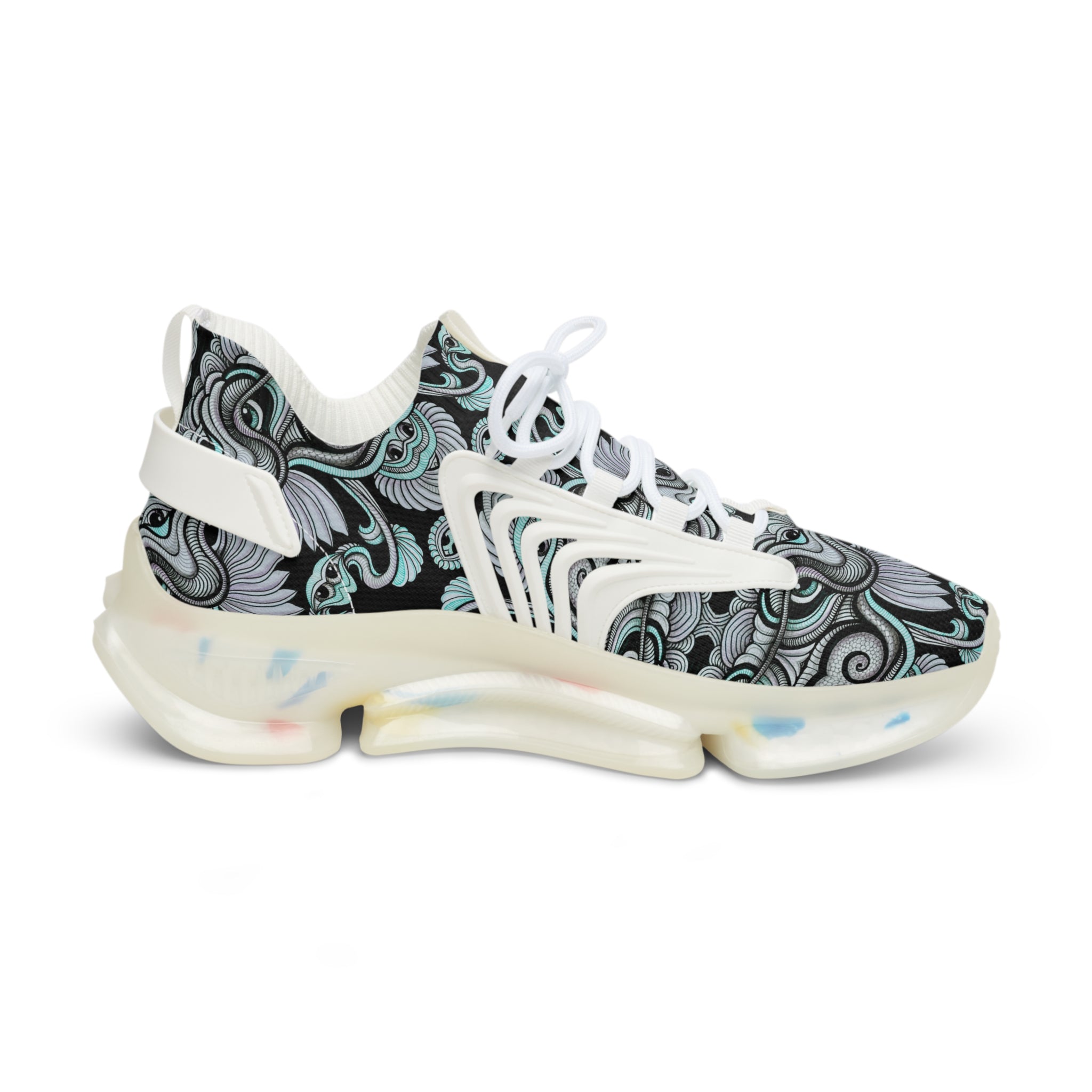 Men's Mesh Sneakers — Abstract Swirl Pattern Athletic Shoes #jf9765
