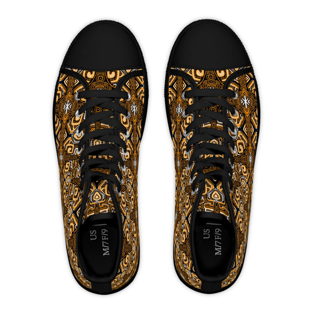 Boho Tribal High-Top Sneakers — Women's Patterned Canvas Shoes #hk53212333
