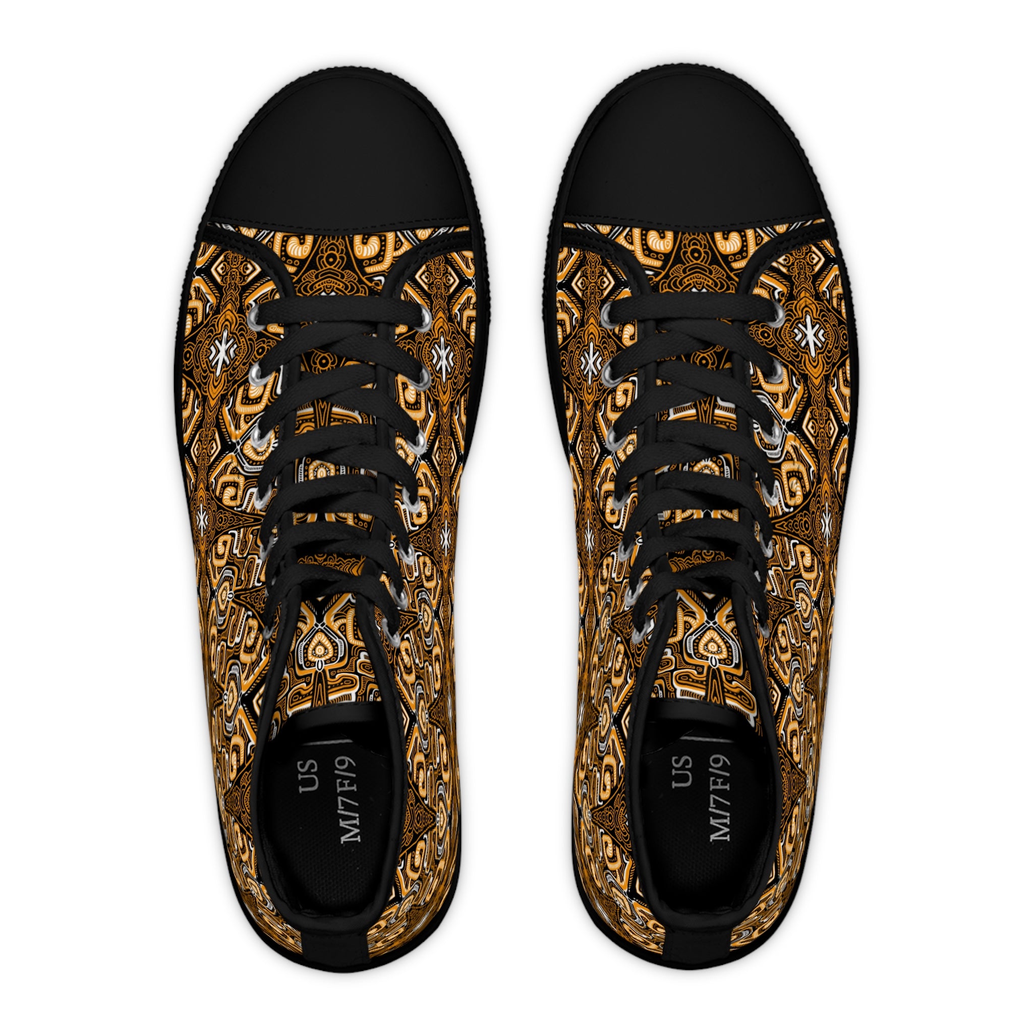 Boho Tribal High-Top Sneakers — Women's Patterned Canvas Shoes #hk53212333