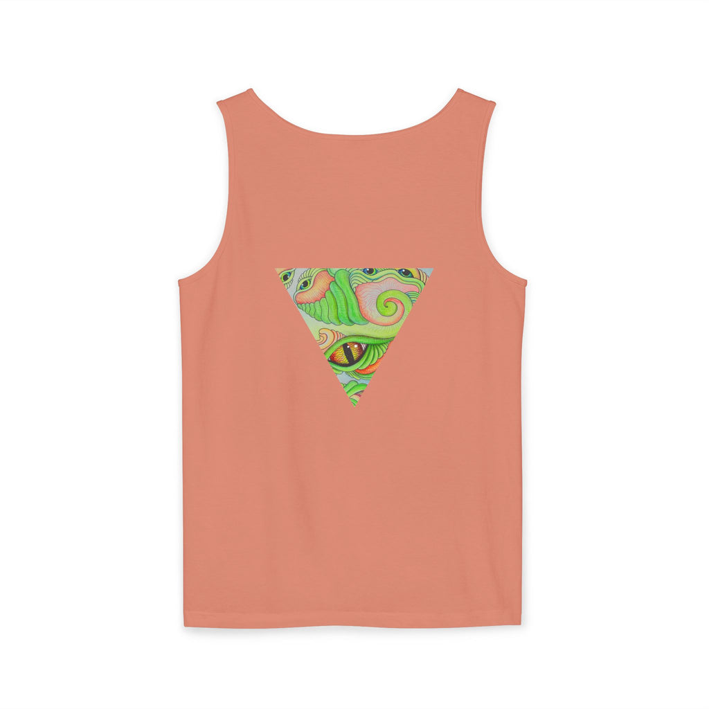 Psychedelic Triangle Tank Top — Green Swirl Eye Graphic #hg772225566