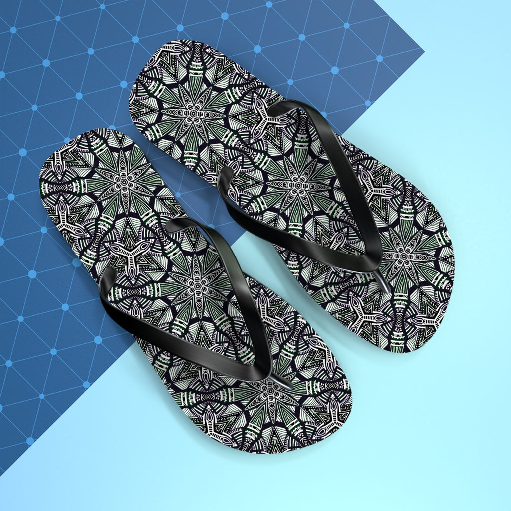 Mandala Kaleidoscope Flip Flops — Patterned Summer Beach Sandals #h976479