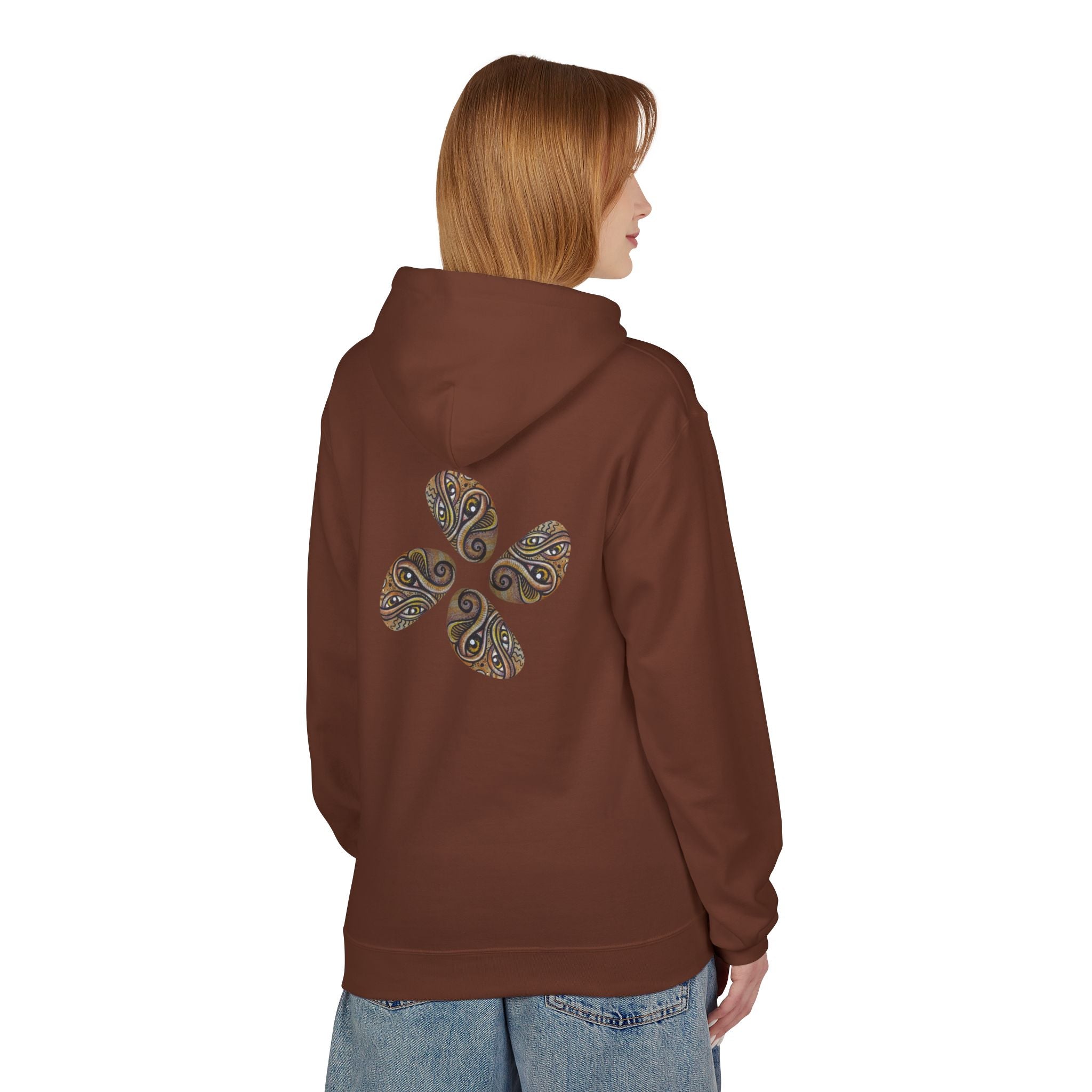 Leaf Pattern Hoodie — Boho Tribal Feather Design Pullover #f8635678