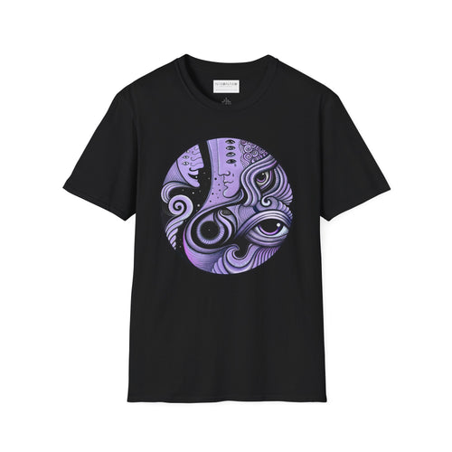 Abstract Purple Swirl Art T-Shirt | Psychedelic Keyhole Design