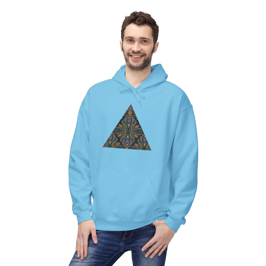 Geometric Mosaic Triangle Hoodie — Decorative Pattern Pullover #i865678