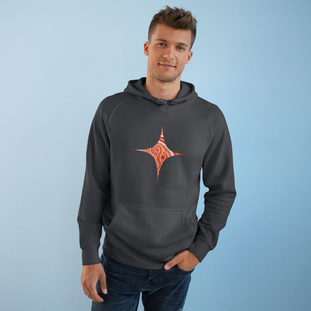 Keyhole & Diamond Pattern Hoodie — Abstract Red Paisley Graphic #yh099879