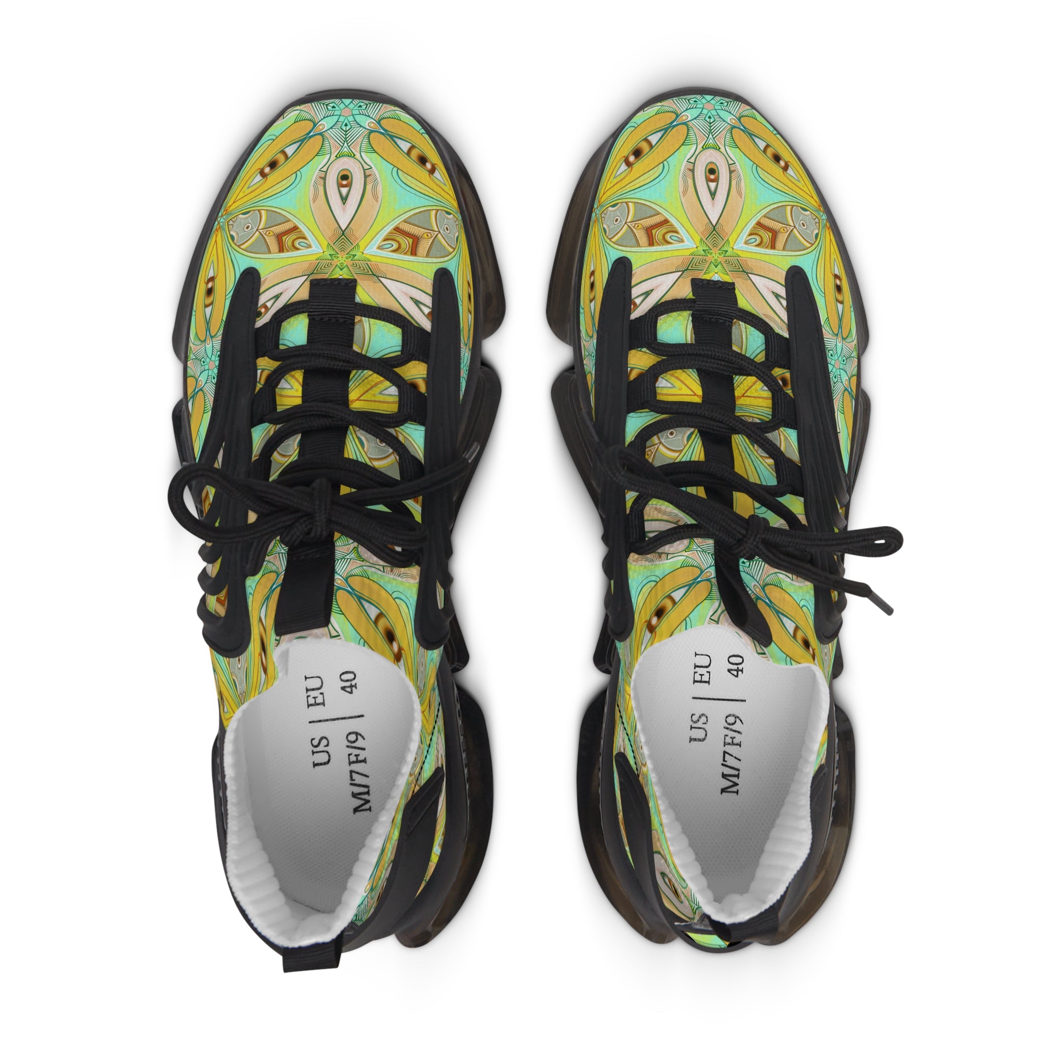 Mesh Sneakers — Floral Kaleidoscope Pattern, Lightweight Breathable Women’s Athletic Shoes #jh7654