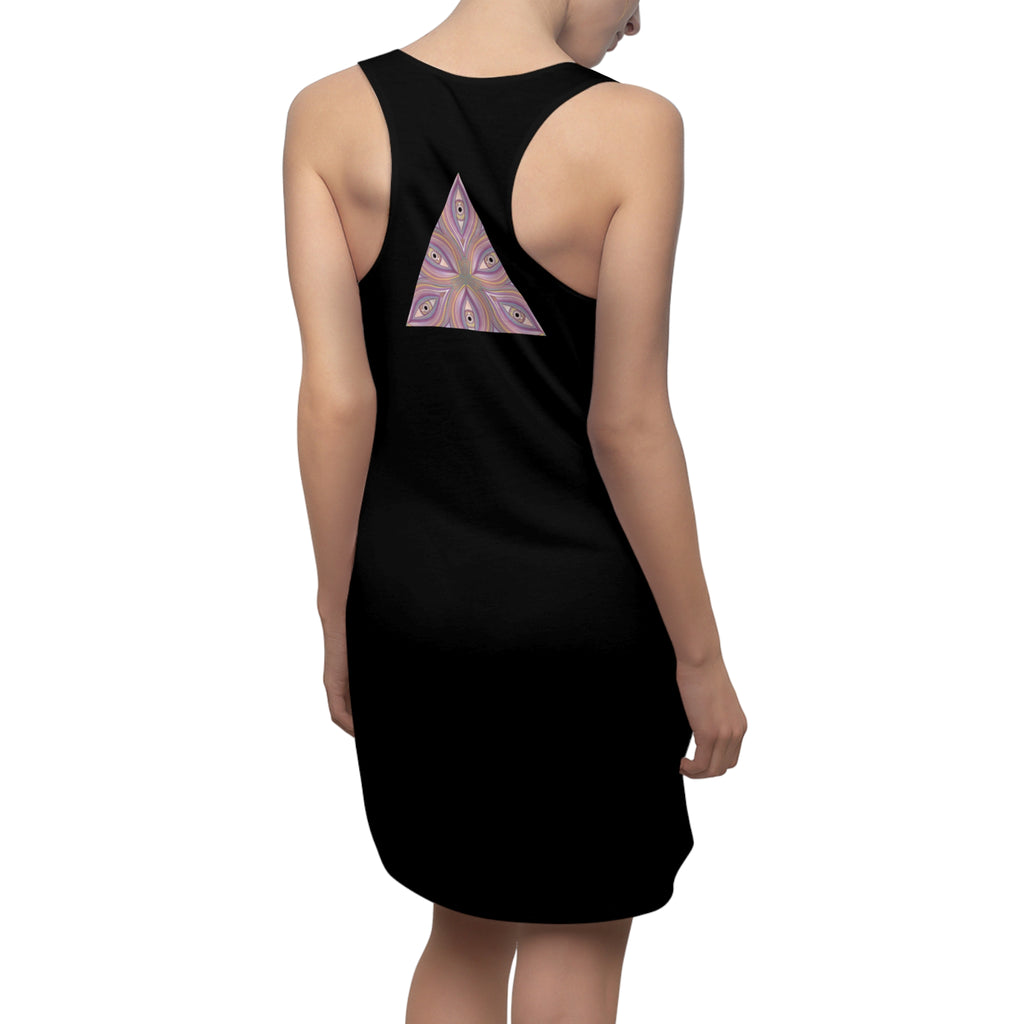 Racerback Dress with Pink Kaleidoscope Triangle Print #d111