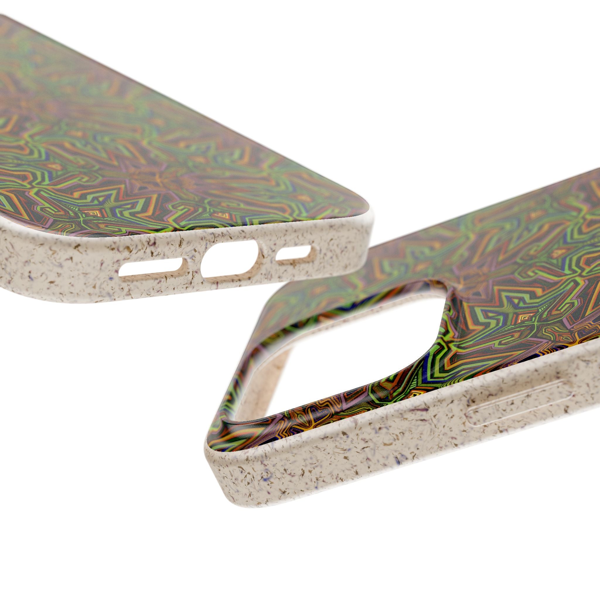 Biodegradable Phone Case — Earthy Green Kaleidoscope Pattern #c3
