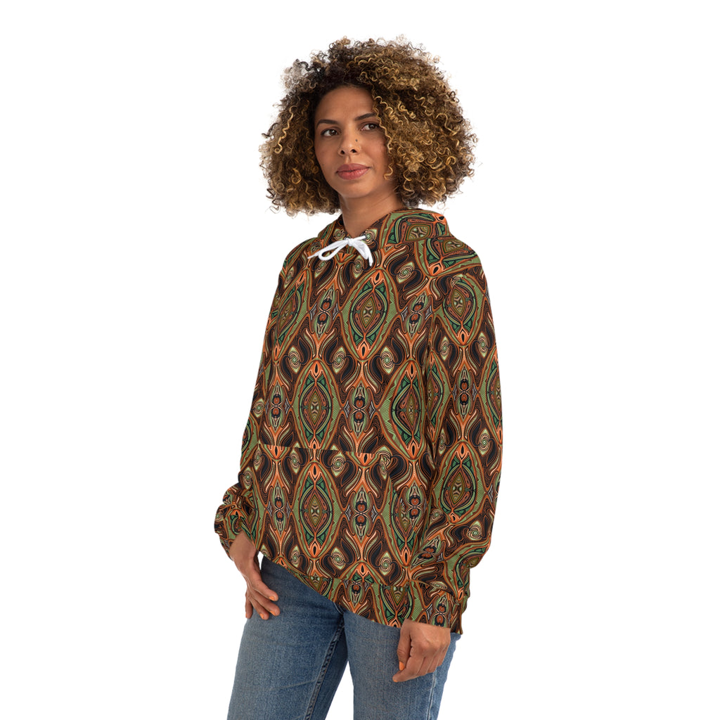 Boho Earth-Tone All-Over Print Hoodie – Retro Geometric Pattern #h006688