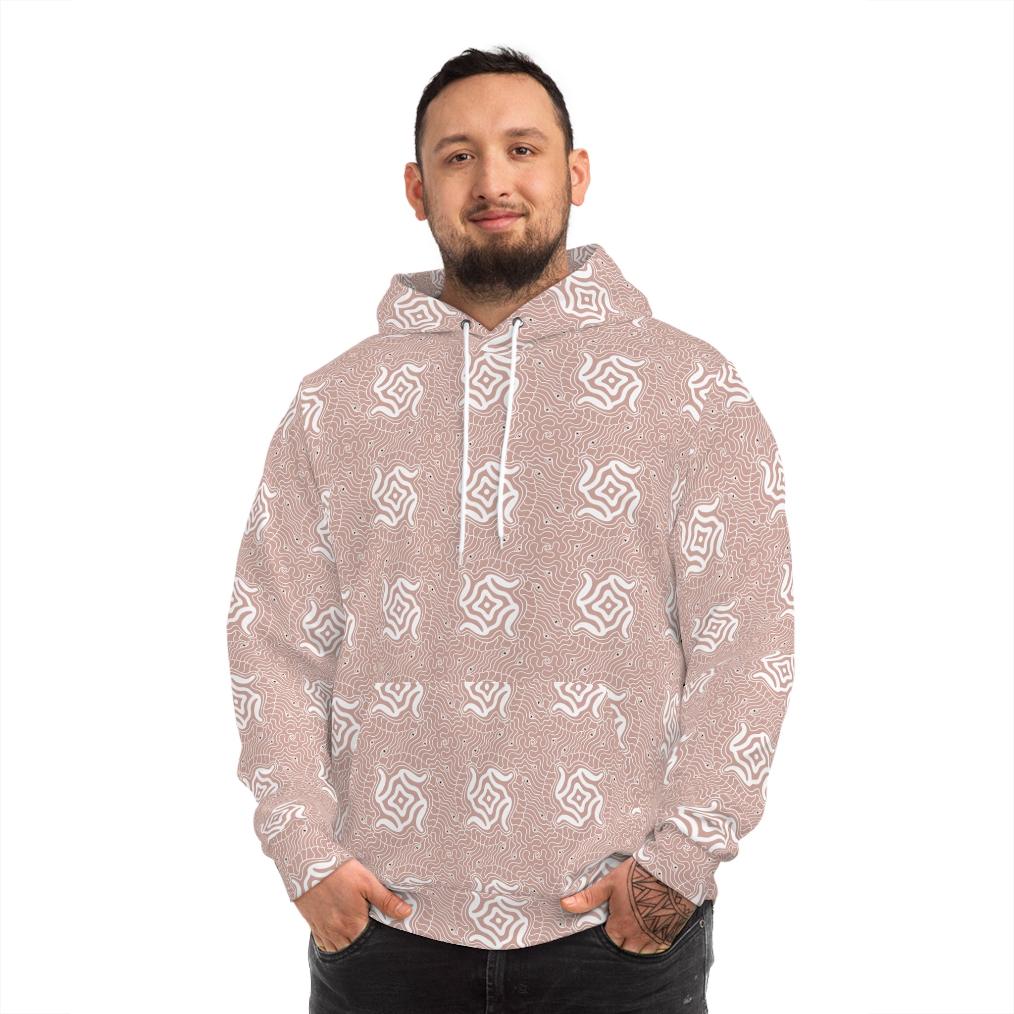 Rose Pattern Hoodie — All-Over Print Floral Fashion Pullover #h087569