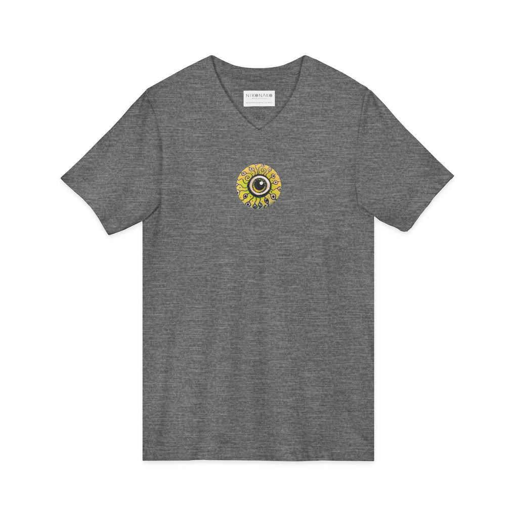 Sunflower Eye Pattern V-Neck Tee #k0833