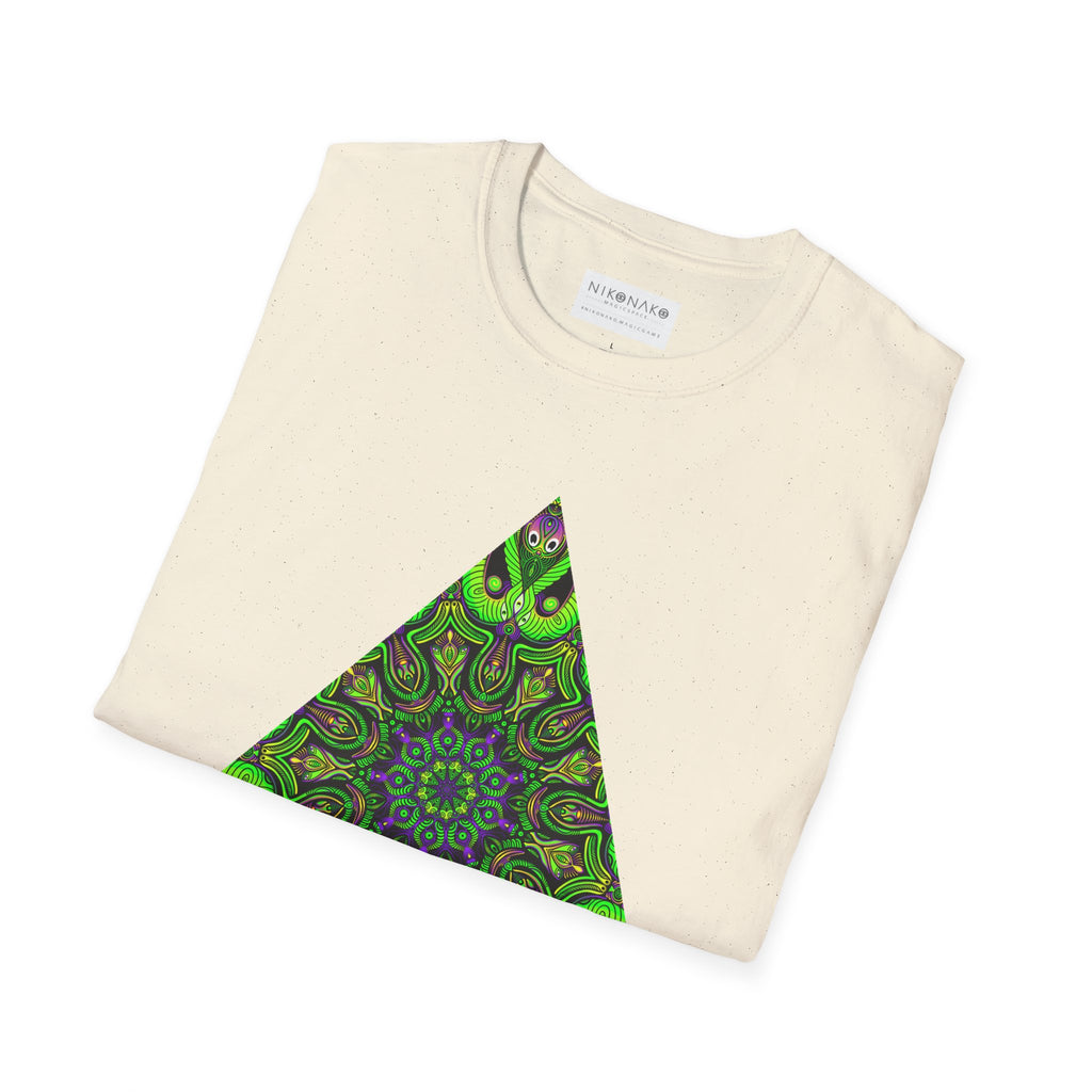 Green Mandala Triangle T-Shirt – Psychedelic Geometric Art Tee # kh9732