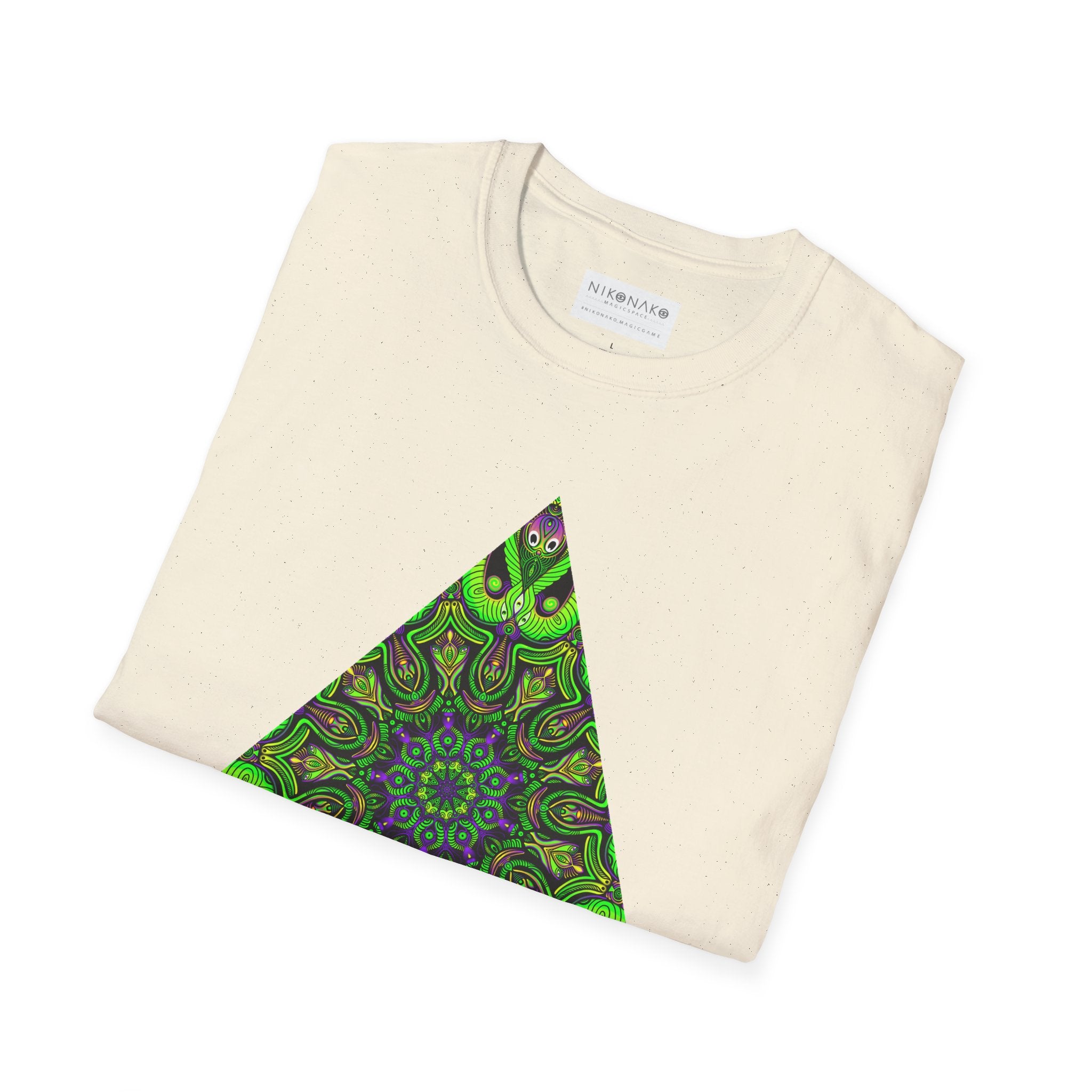 Green Mandala Triangle T-Shirt – Psychedelic Geometric Art Tee # kh9732