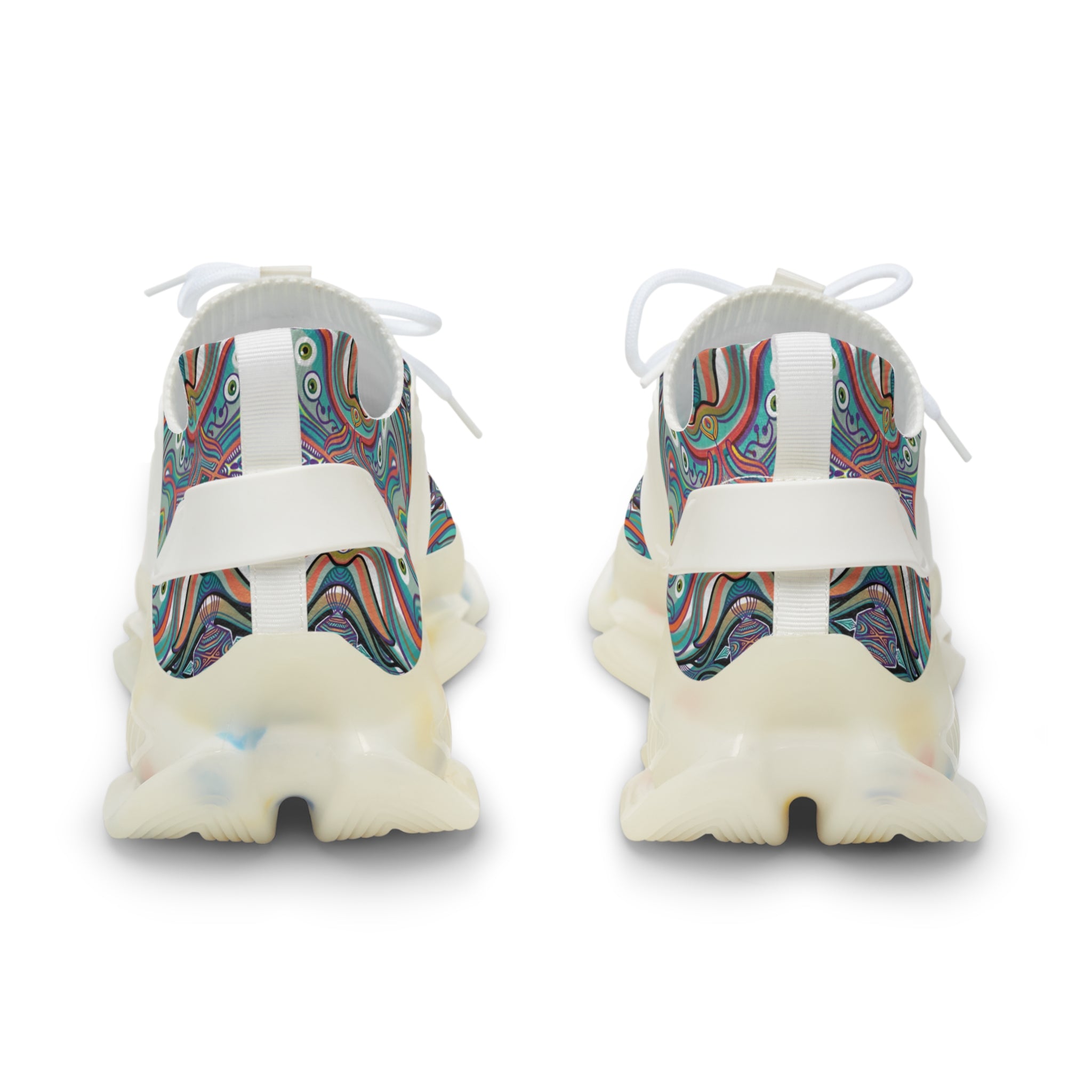 Men's Mesh Sneakers — Colorful Psychedelic Swirl Athletic Shoes #xc46097