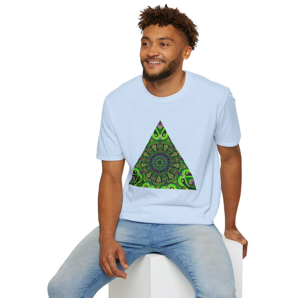 Green Mandala Triangle T-Shirt – Psychedelic Geometric Art Tee # kh9732