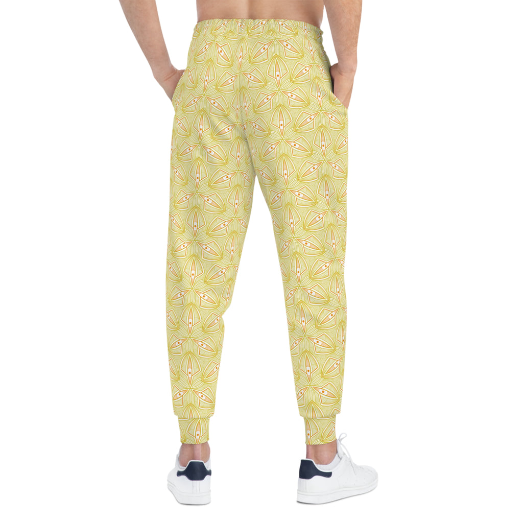 Yellow Floral Athletic Joggers — All-Over Print Lightweight Track Pants #aj5