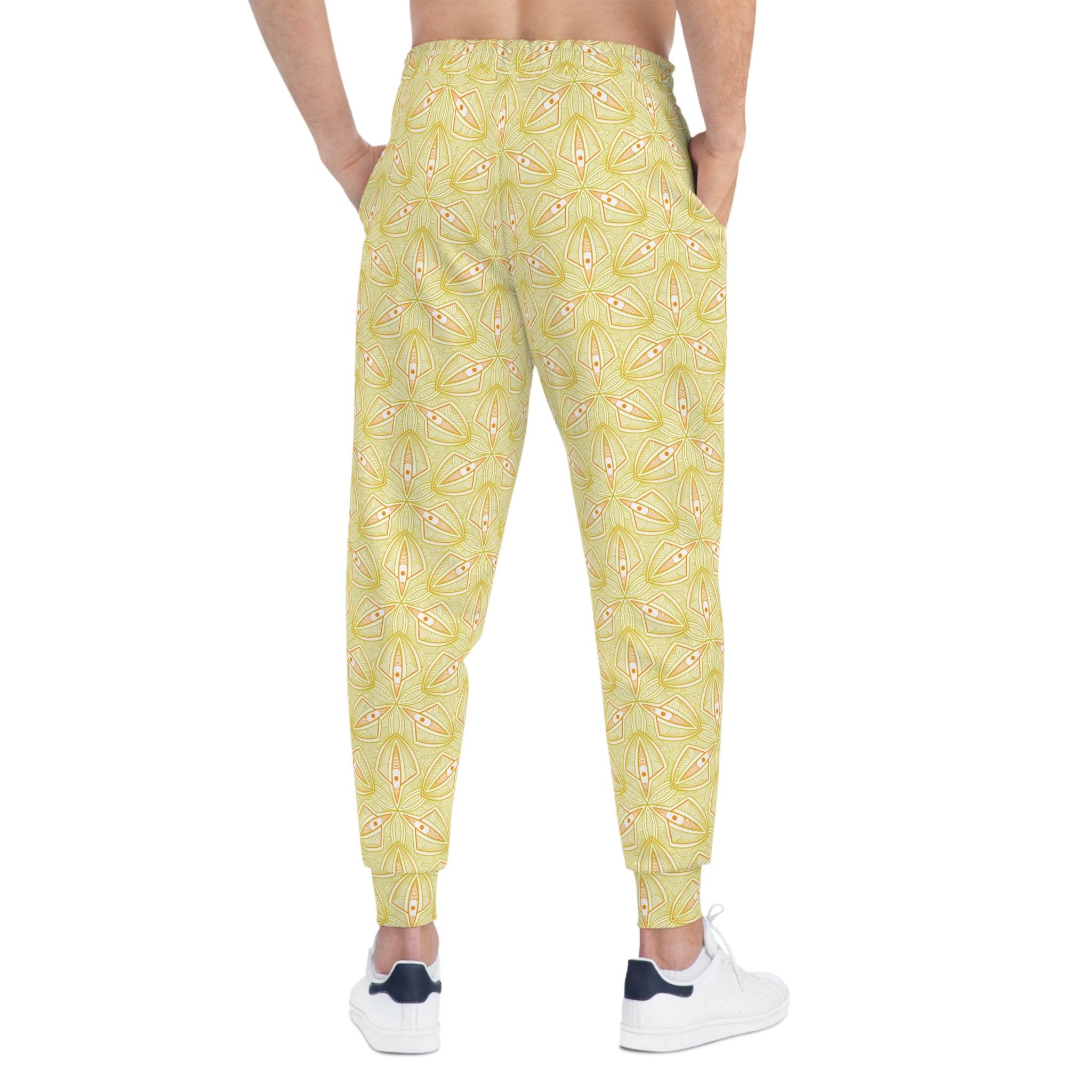 Yellow Floral Athletic Joggers — All-Over Print Lightweight Track Pants #aj5