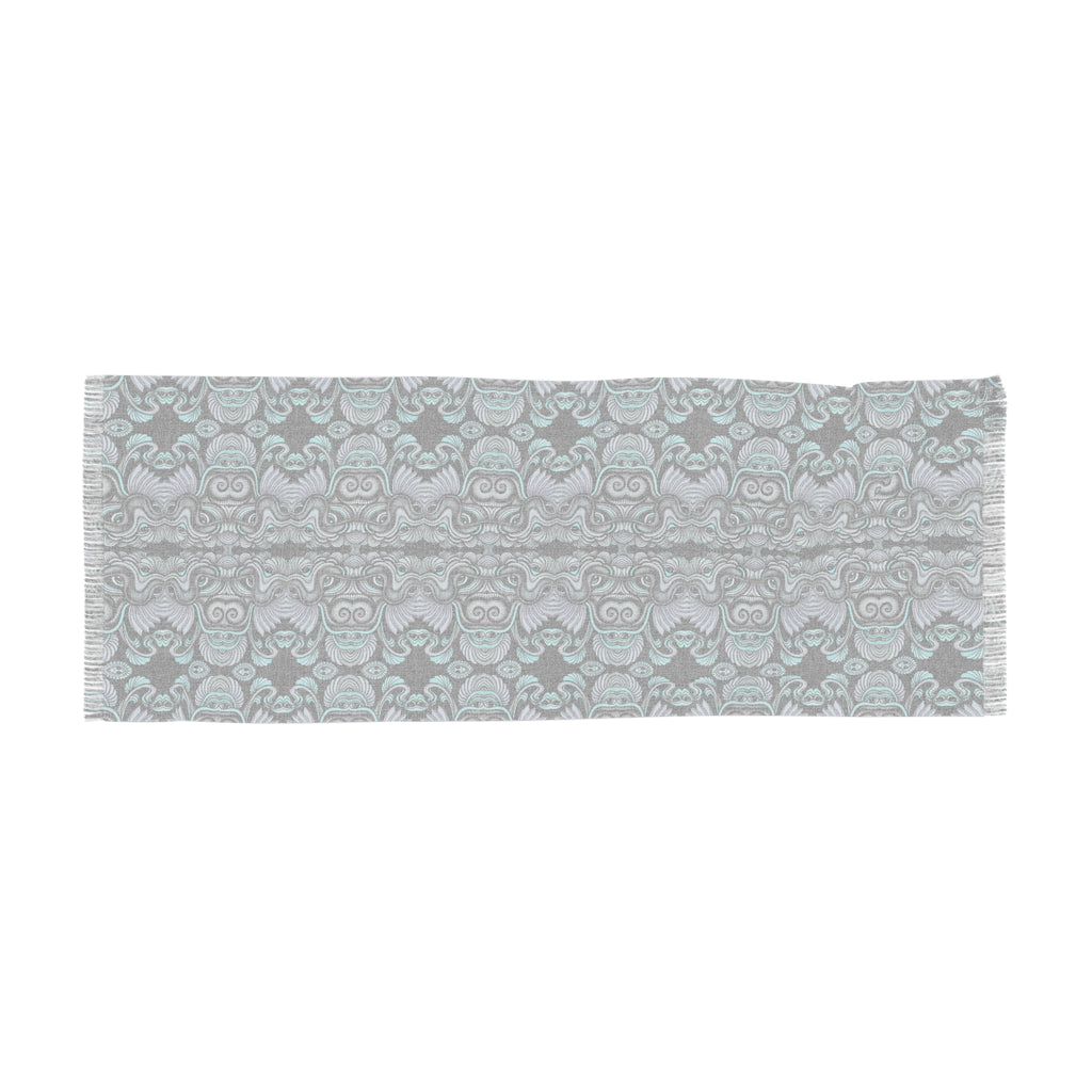 Light Scarf — Teal & Black Gothic Owl Pattern Scarf #kf998877