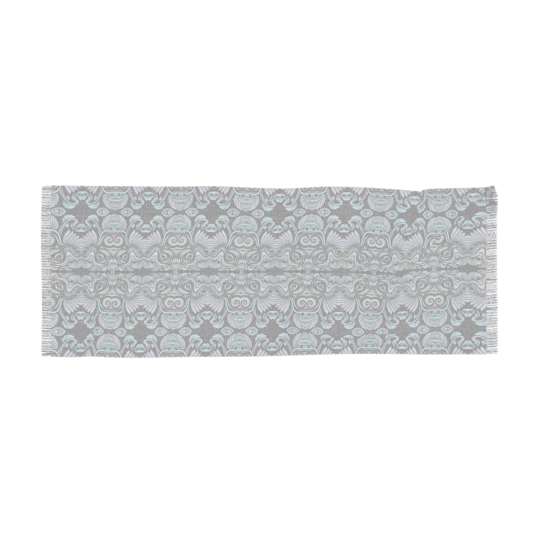 Light Scarf — Teal & Black Gothic Owl Pattern Scarf #kf998877