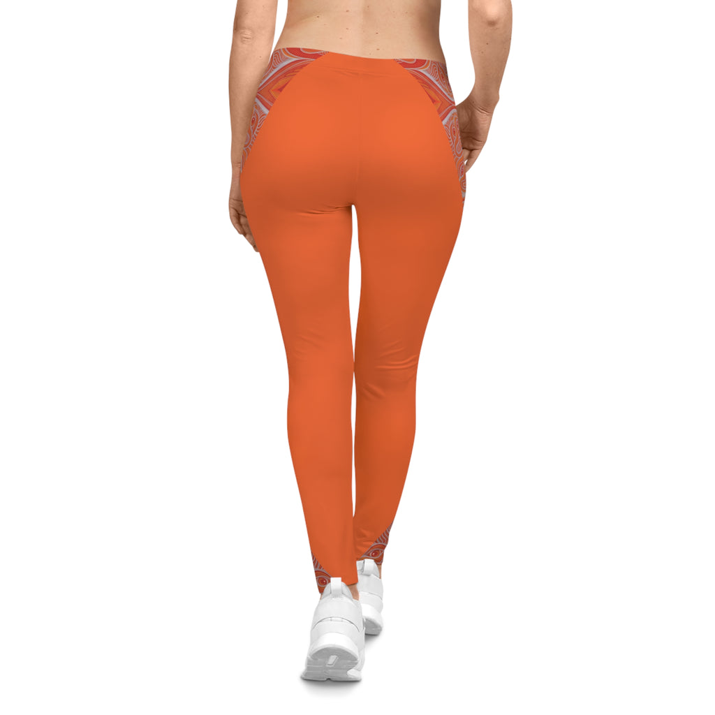 Orange Paisley Accent Leggings — Women’s Casual High-Waist AOP Leggings #k00663