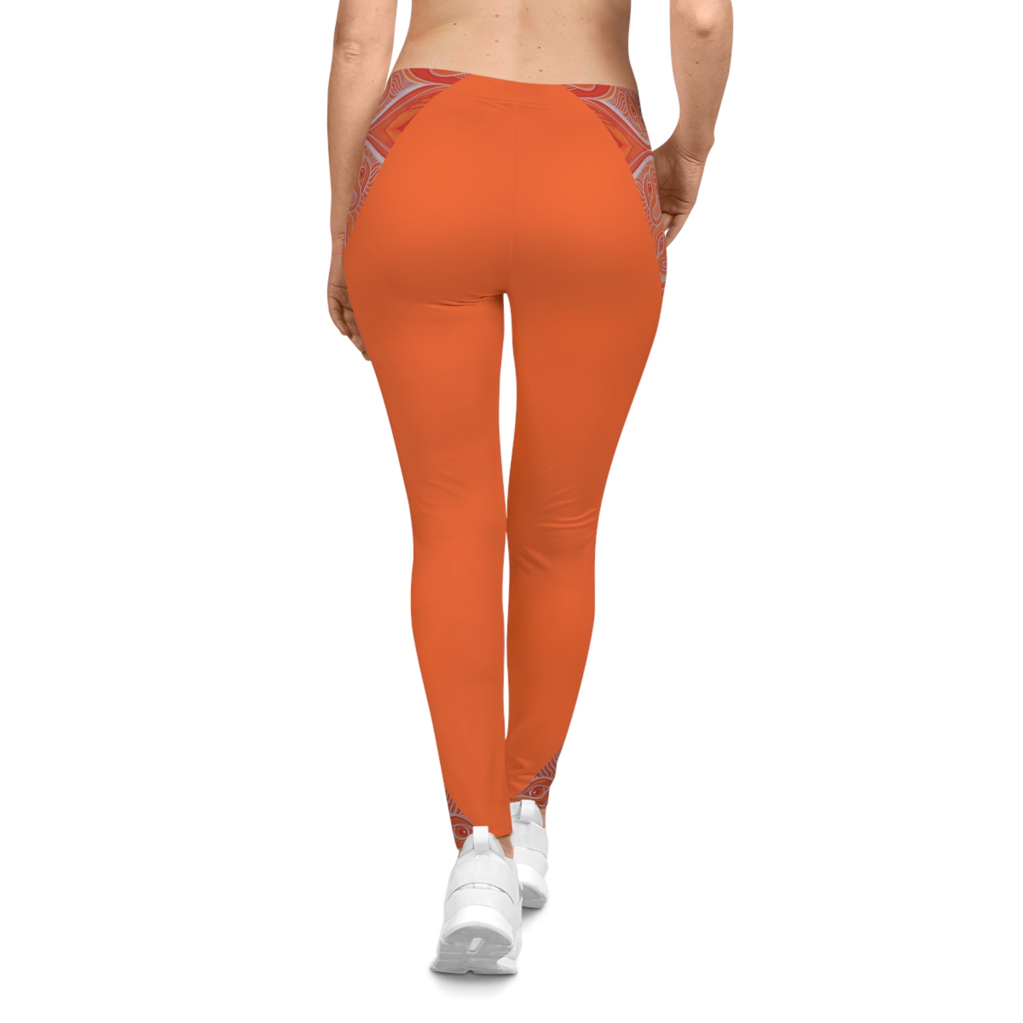 Orange Paisley Accent Leggings — Women’s Casual High-Waist AOP Leggings #k00663