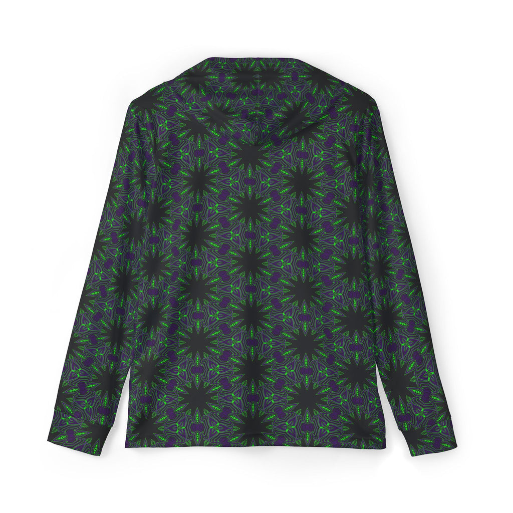 Men's Athletic Hoodie — Dark Green Kaleidoscope All-Over Print Warmup Pullover #sa2297