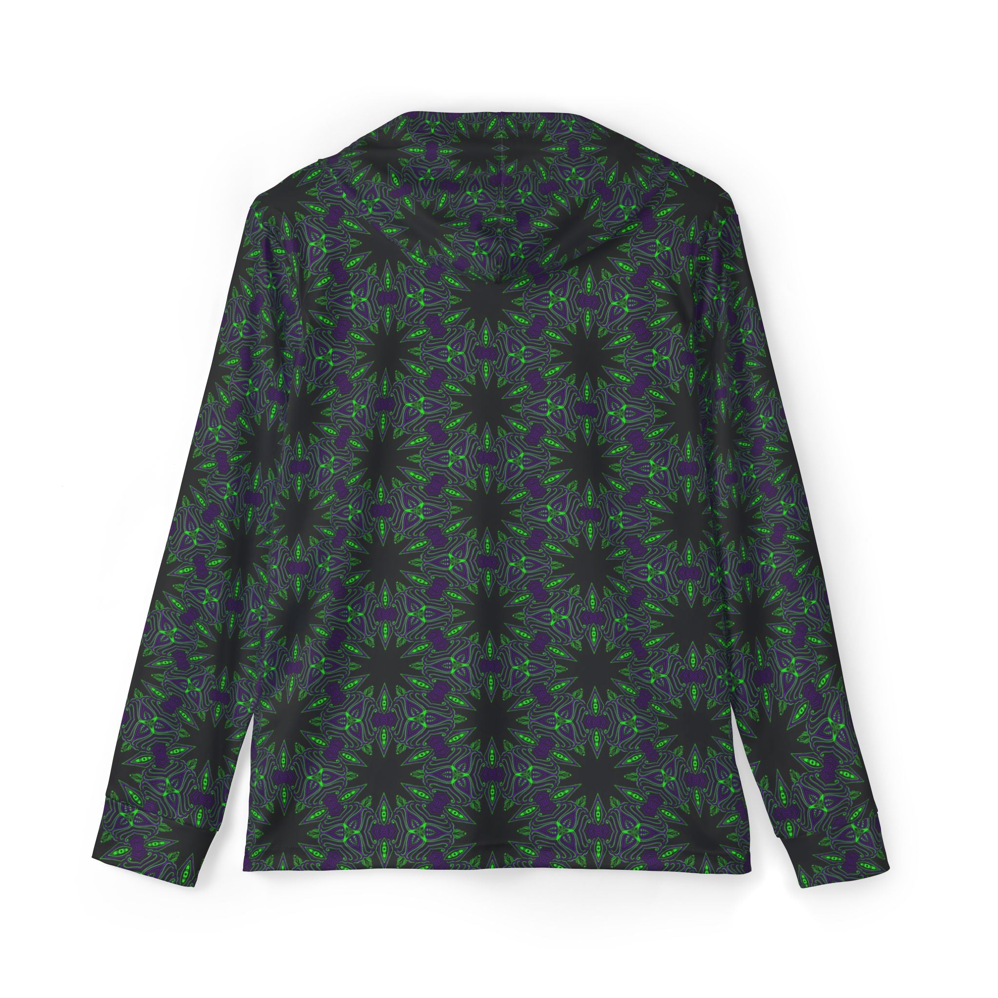 Men's Athletic Hoodie — Dark Green Kaleidoscope All-Over Print Warmup Pullover #sa2297