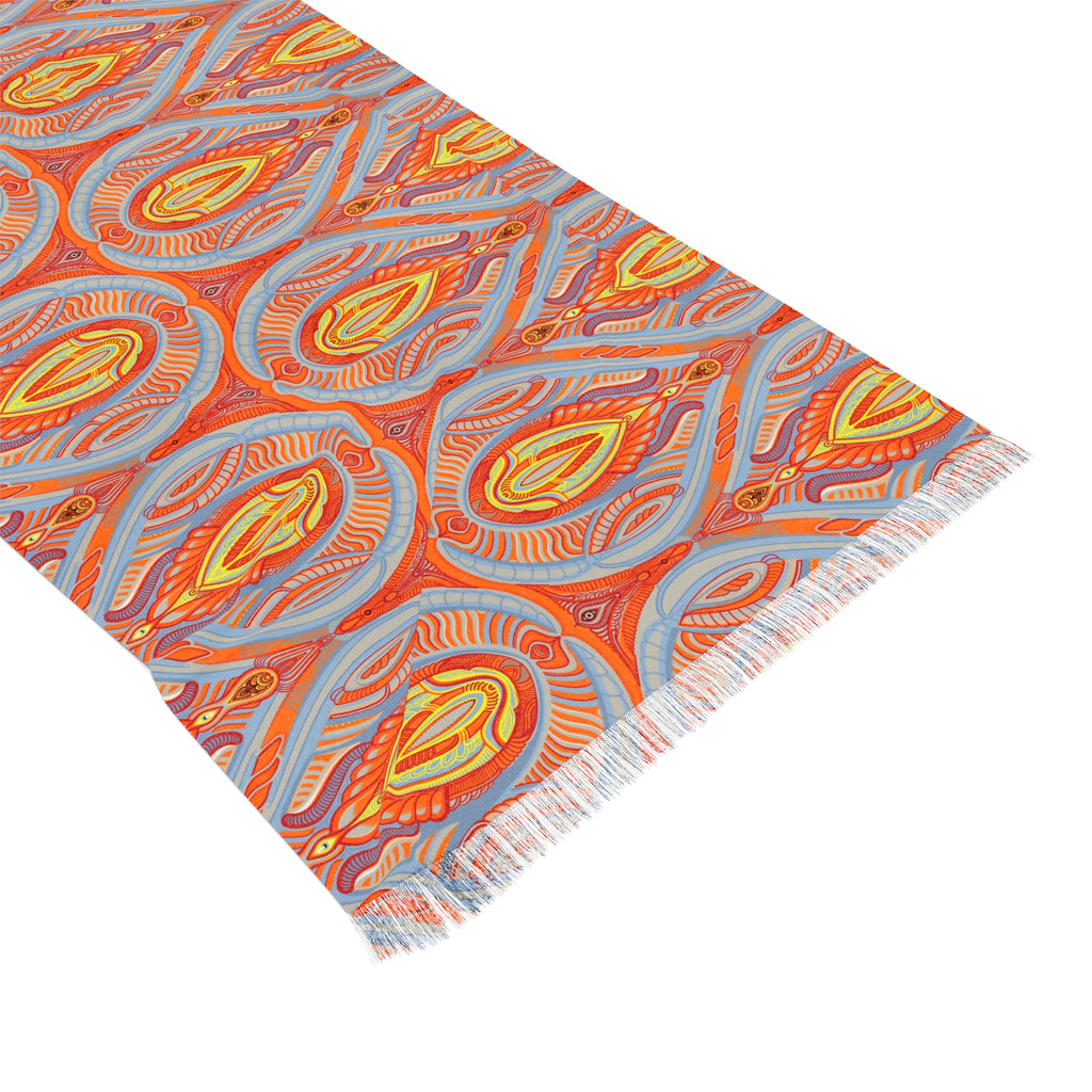 Bohemian Flame Pattern Light Scarf – Orange Teal Decorative Wrap #y66328