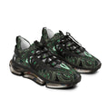 Men's Mesh Sneakers — Green Geometric Wave Athletic Shoes #ggs 4912