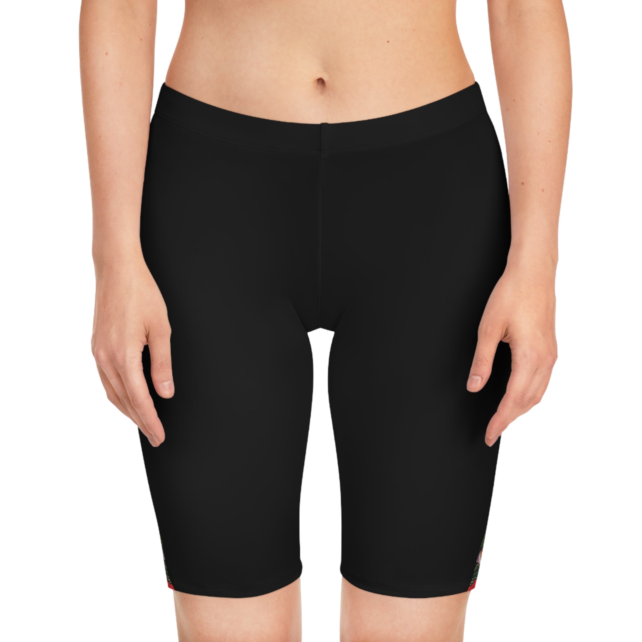 Women's Bike Shorts with Subtle Floral Triangle Accent #s118764