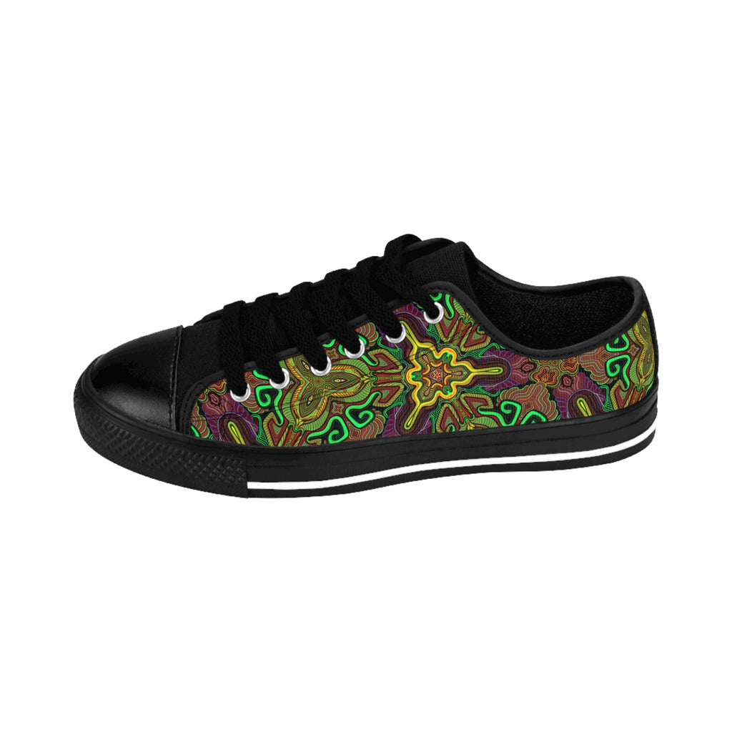 Women's Floral Psychedelic Low-Top Sneakers — Colorful Boho Canvas Shoes #kh7640