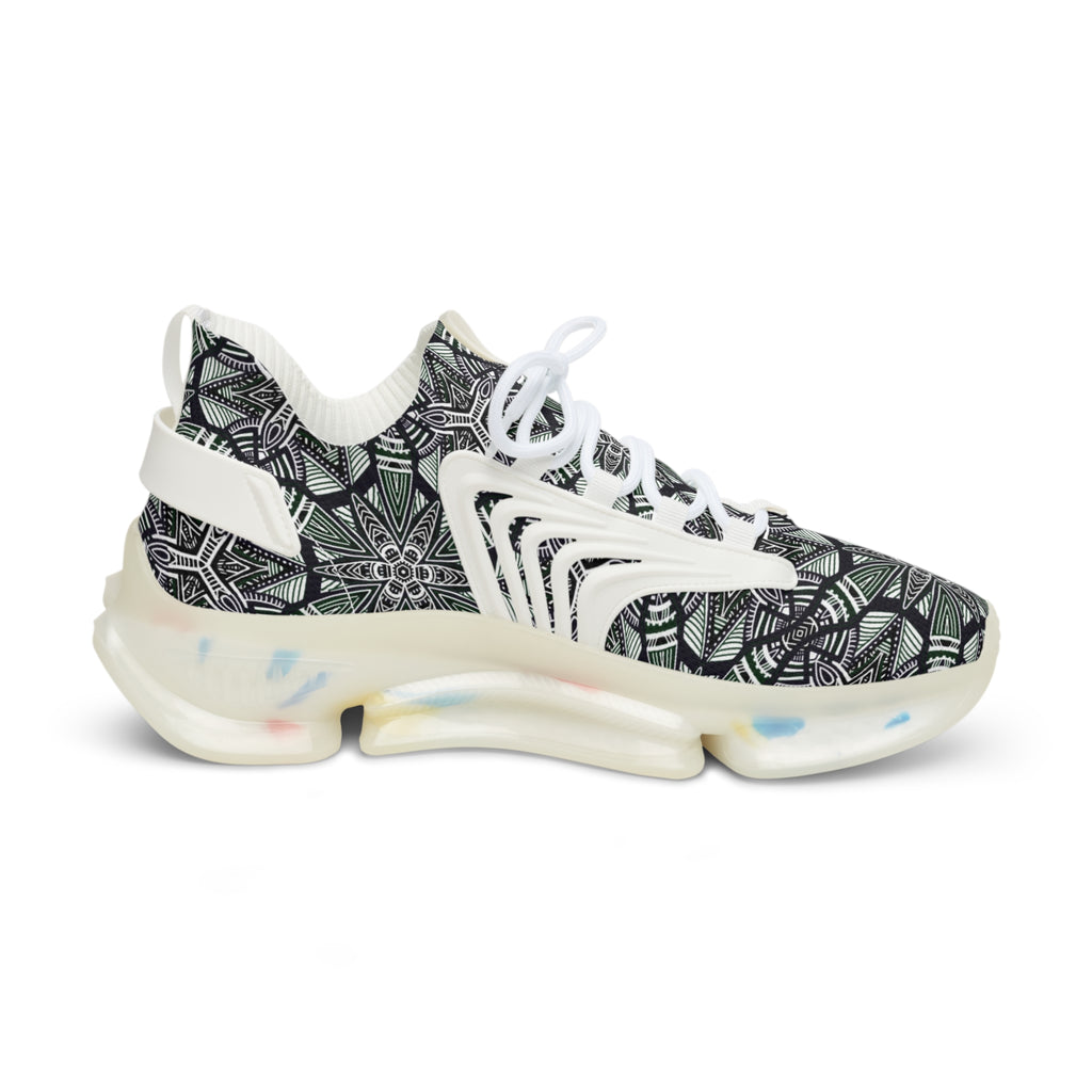 Men's Mesh Sneakers — Green Geometric Athletic Shoes #h08657