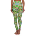 Green Psychedelic Swirl High-Waist Yoga Leggings #dgcv22679