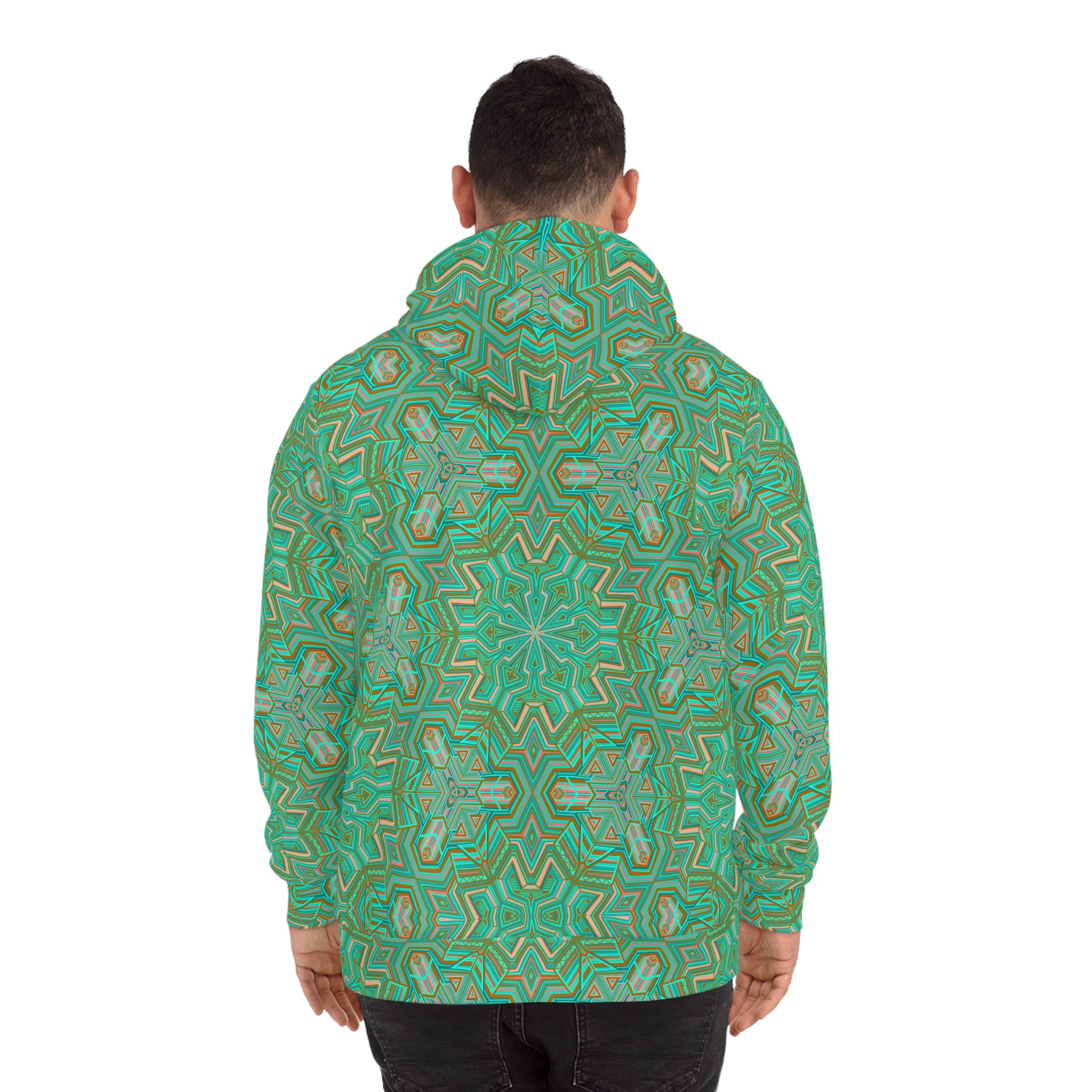 Green Mandala All-Over Print Hoodie — Boho Kaleidoscope Streetwear #h9757