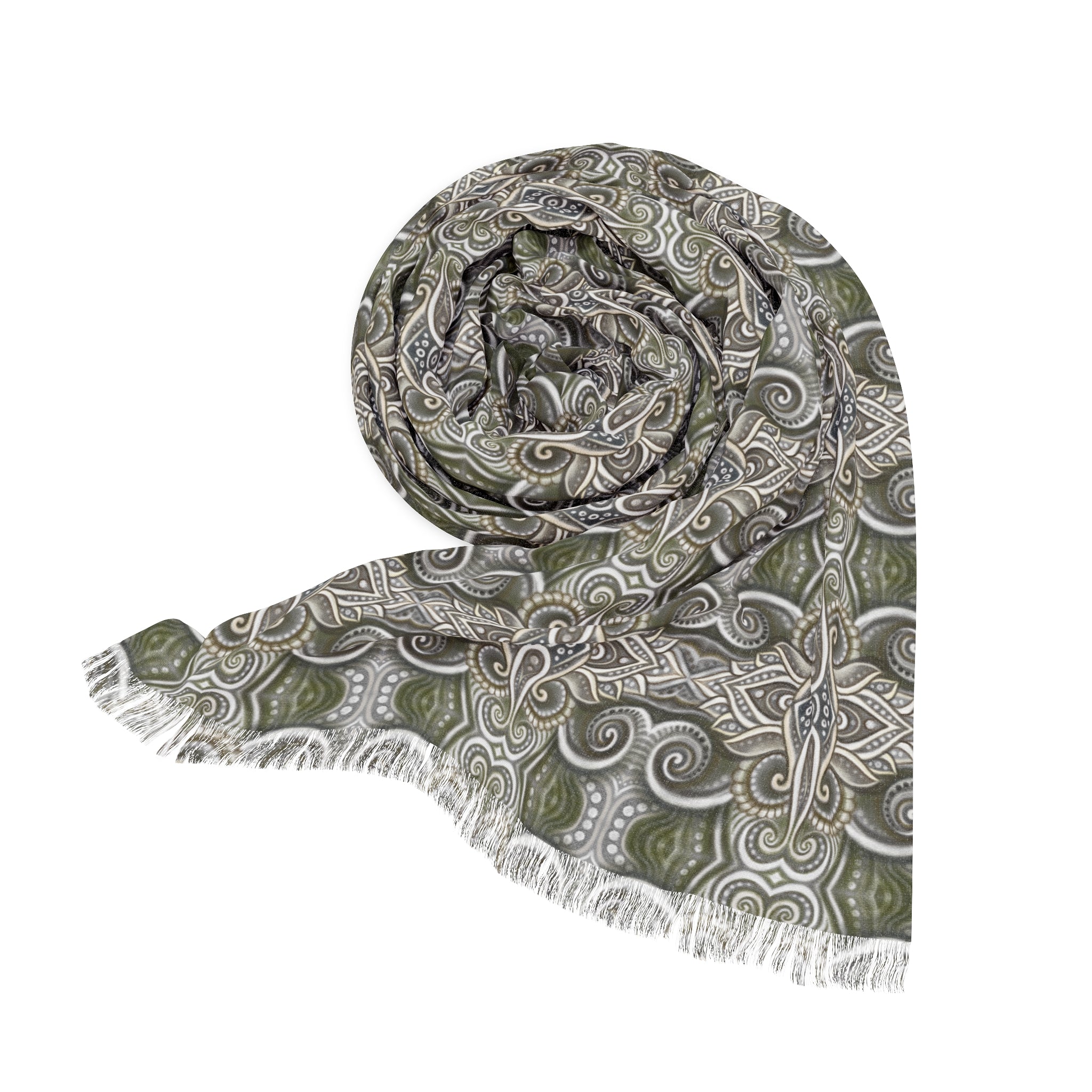 Light Scarf – Neutral Kaleidoscope Patterned Scarf #h53259