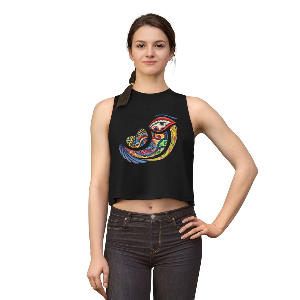 Crop Top — Colorful Psychedelic Bird Illustration Tank for Women #a364