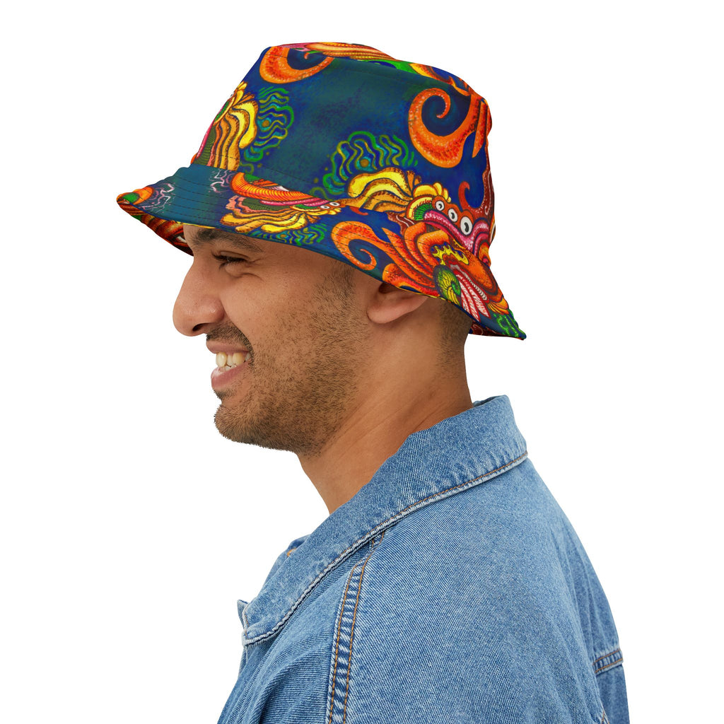 Psychedelic Sea Monster Bucket Hat — Vibrant Octopus Print AOP #bh21