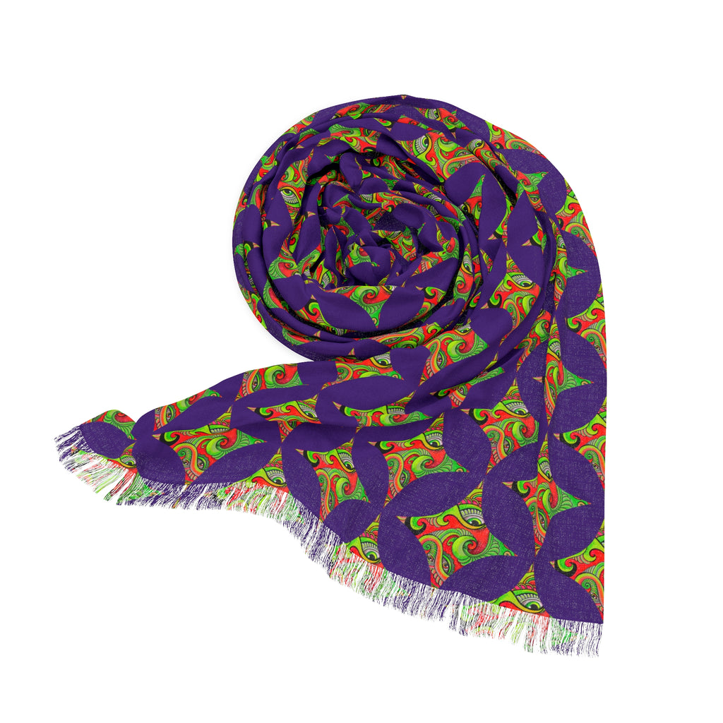 Light Scarf - Purple Geometric Floral Pattern Lightweight Scarf #f9987654