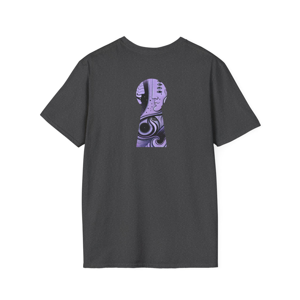 Abstract Purple Swirl Art T-Shirt | Psychedelic Keyhole Design