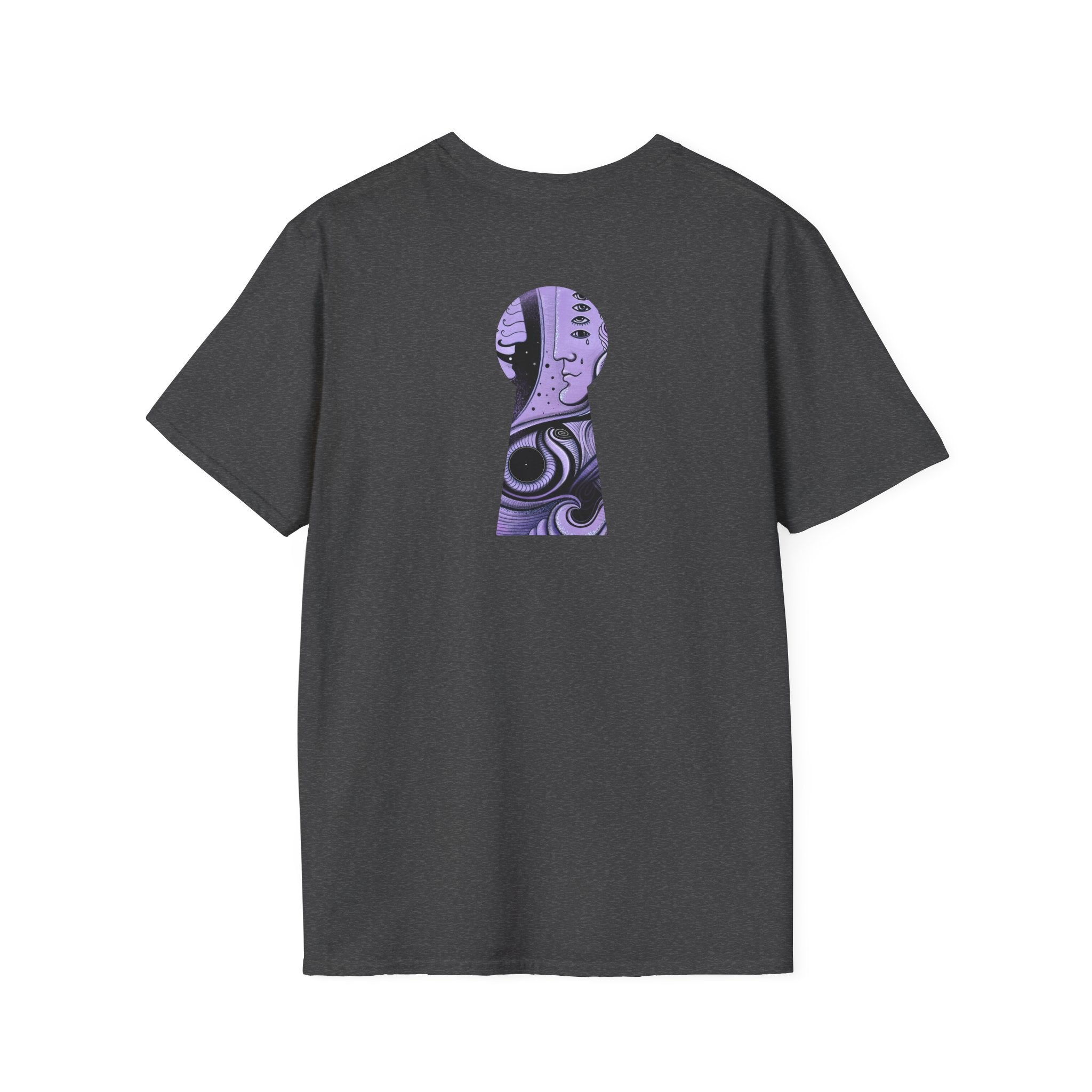 Abstract Purple Swirl Art T-Shirt | Psychedelic Keyhole Design