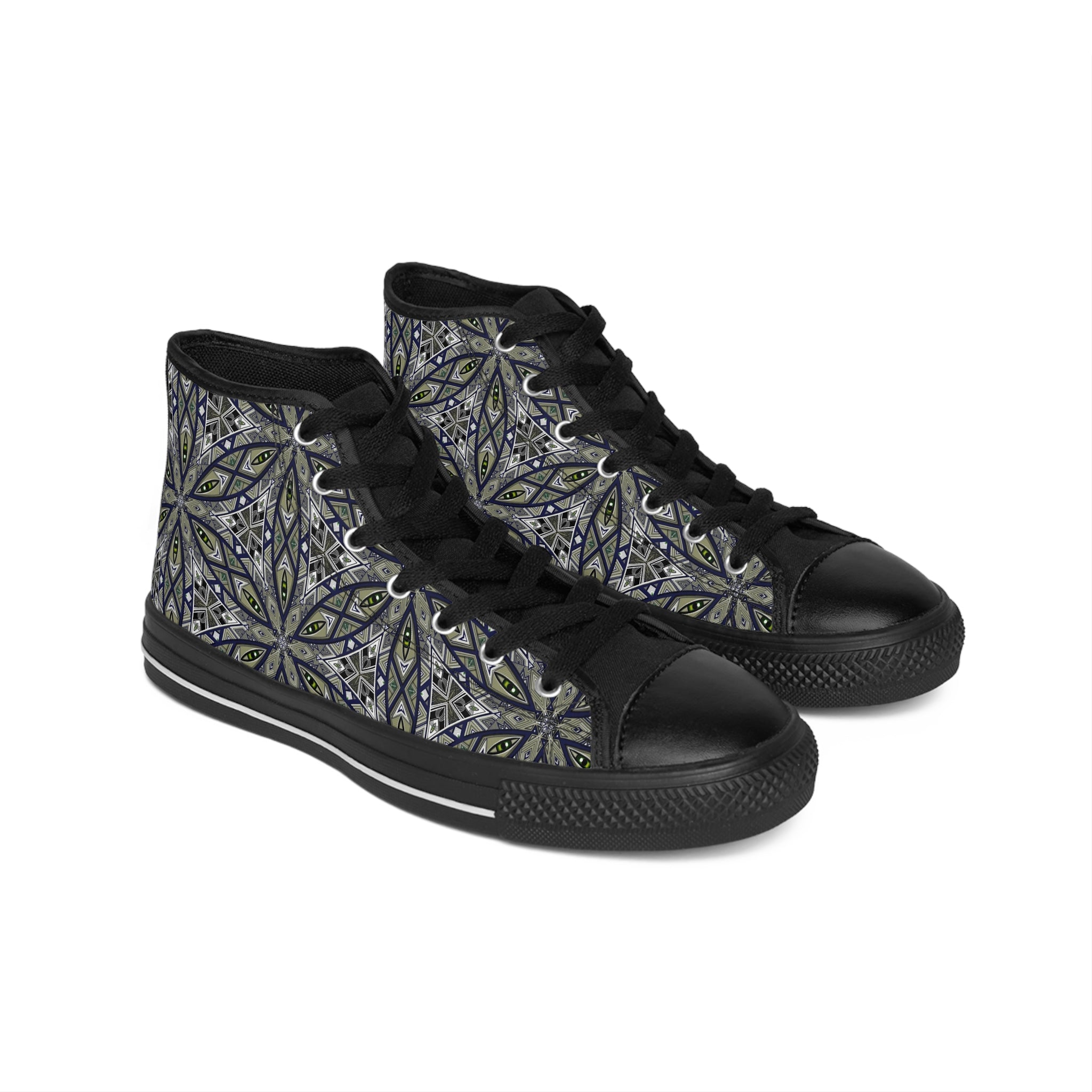 Mandala Geo High-Top Sneakers — Men's Classic Patterned Shoes.  #ojh22338