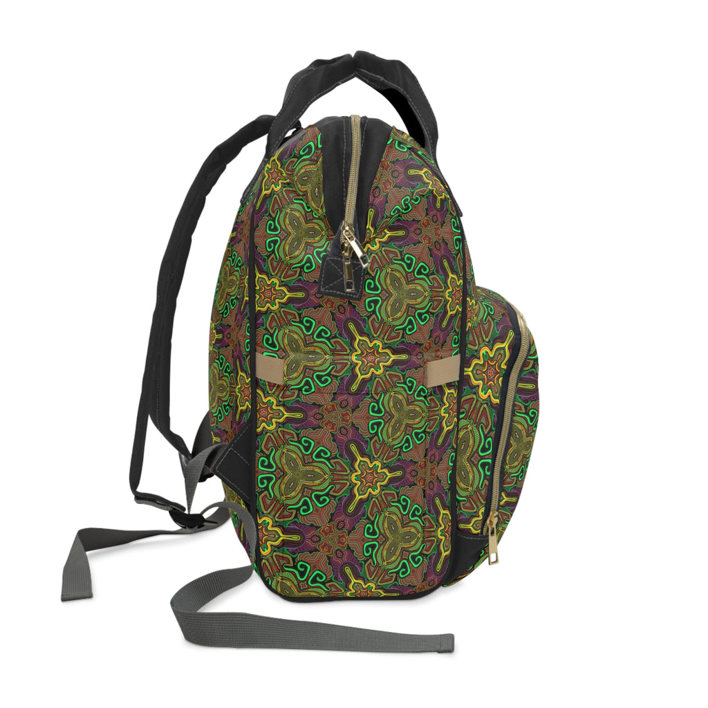 Boho Green Floral Multifunctional Diaper Backpack — Large Baby Changing Bag #21