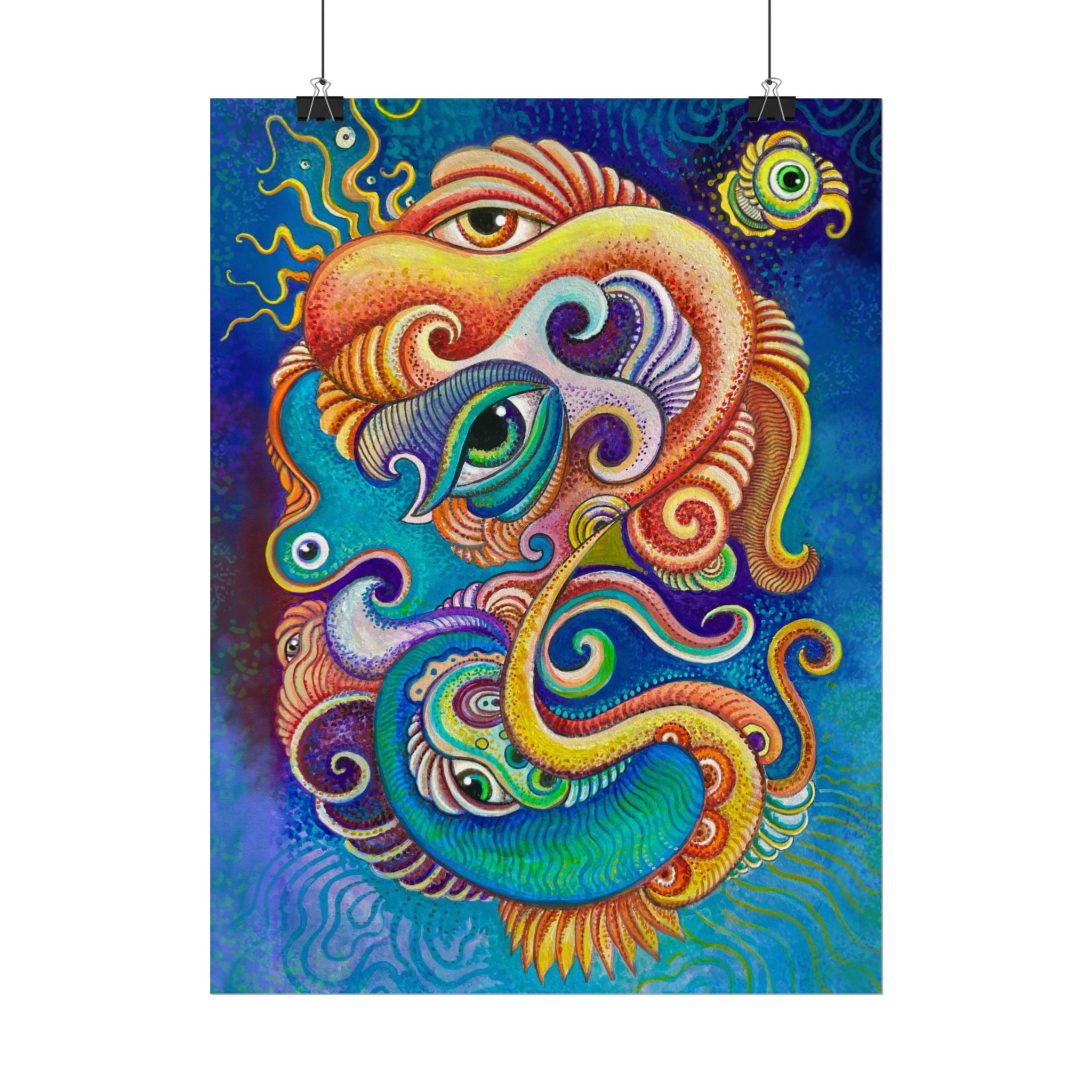 Abstract Psychedelic Watercolor Poster — Textured Matte Art Print #wp2