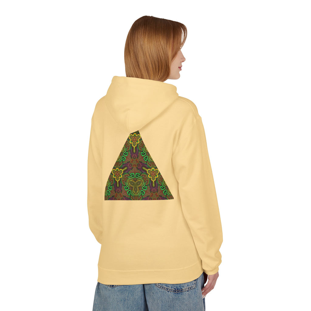 Tribal Kaleidoscope Symbol Hoodie | Geometric Triangle Back Print