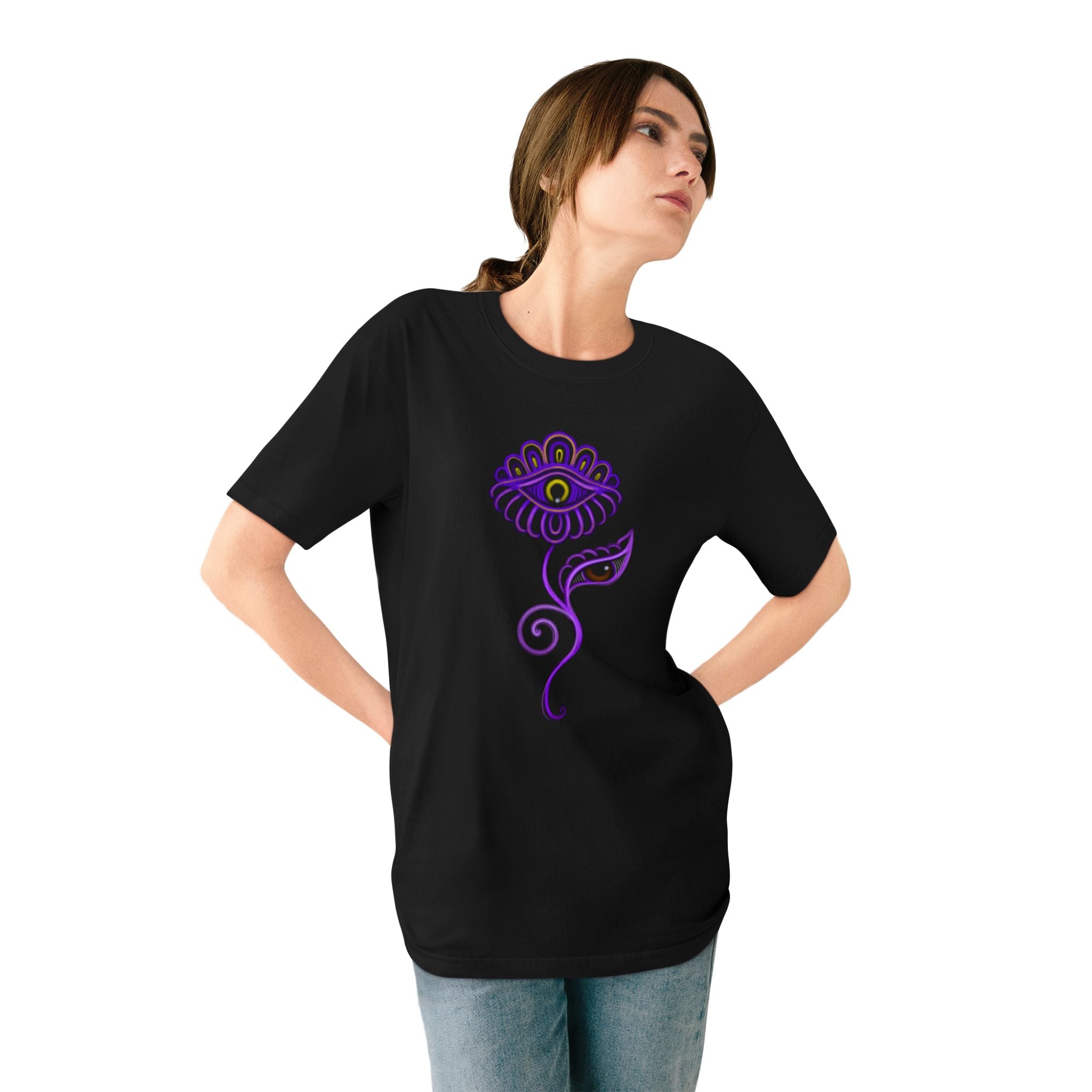 Mystic Eye Flower T-Shirt — Purple Spiritual Graphic Tee #ms2