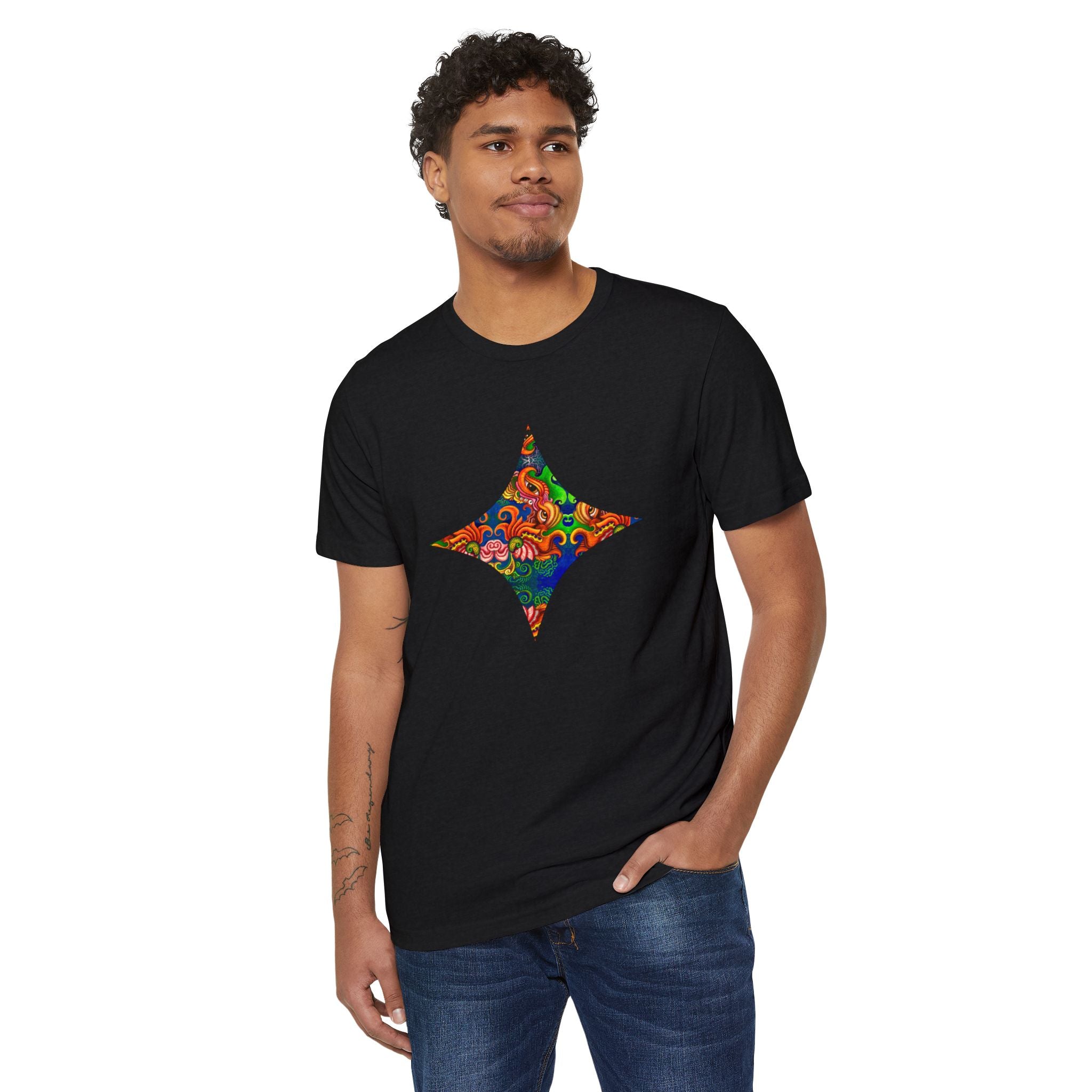 Psychedelic Floral Diamond T‑Shirt — Colorful Retro Pattern Tee #oigr88443